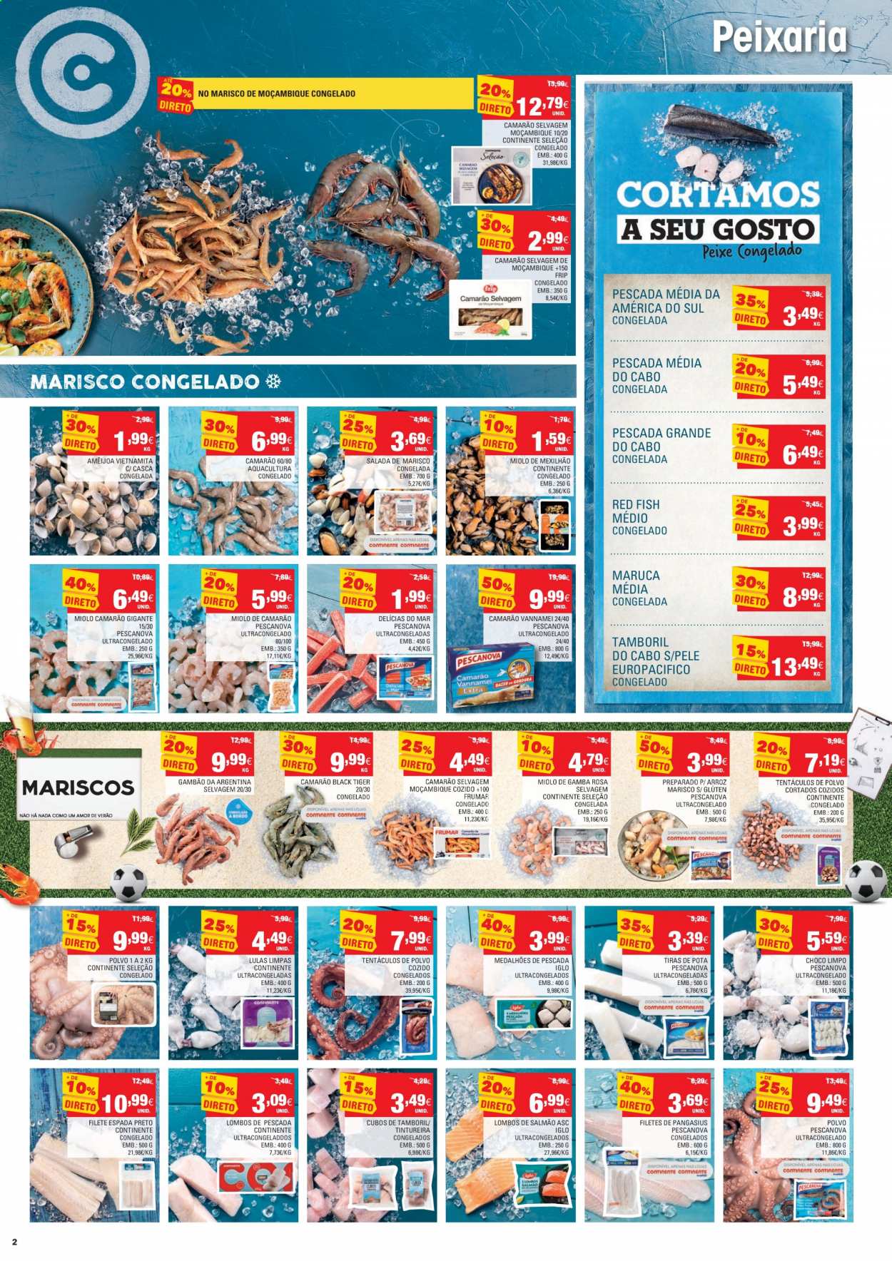 thumbnail - Folheto Continente - 15.6.2021 - 21.6.2021 - Produtos em promoção - salada, salmão, polvo, Iglo, pangasius, marisco, arroz. Página 2.