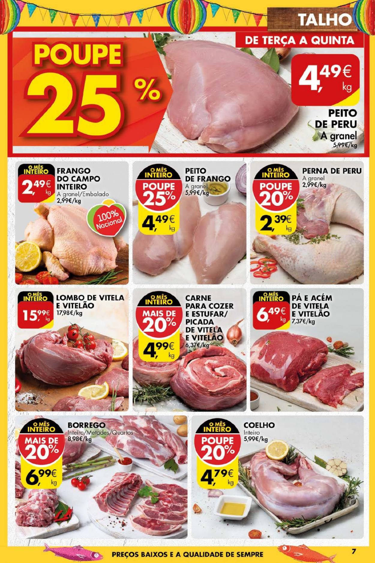 thumbnail - Folheto Pingo Doce - 22.6.2021 - 28.6.2021 - Produtos em promoção - lombo, carne, peito de frango, peito de peru, perú, coelho. Página 7.