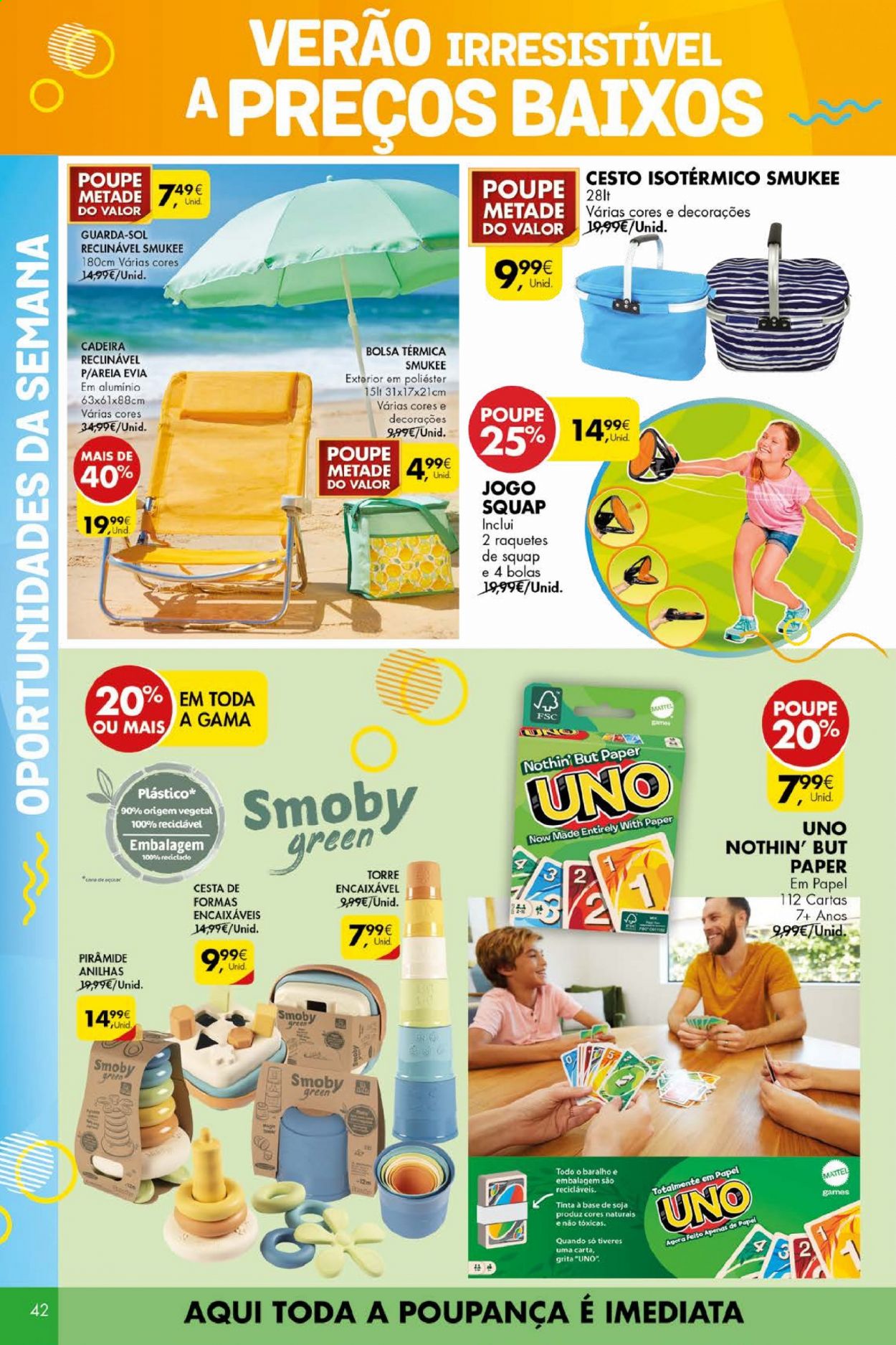thumbnail - Folheto Pingo Doce - 22.6.2021 - 28.6.2021 - Produtos em promoção - cesta, bolsa térmica, Mattel, cadeira. Página 42.