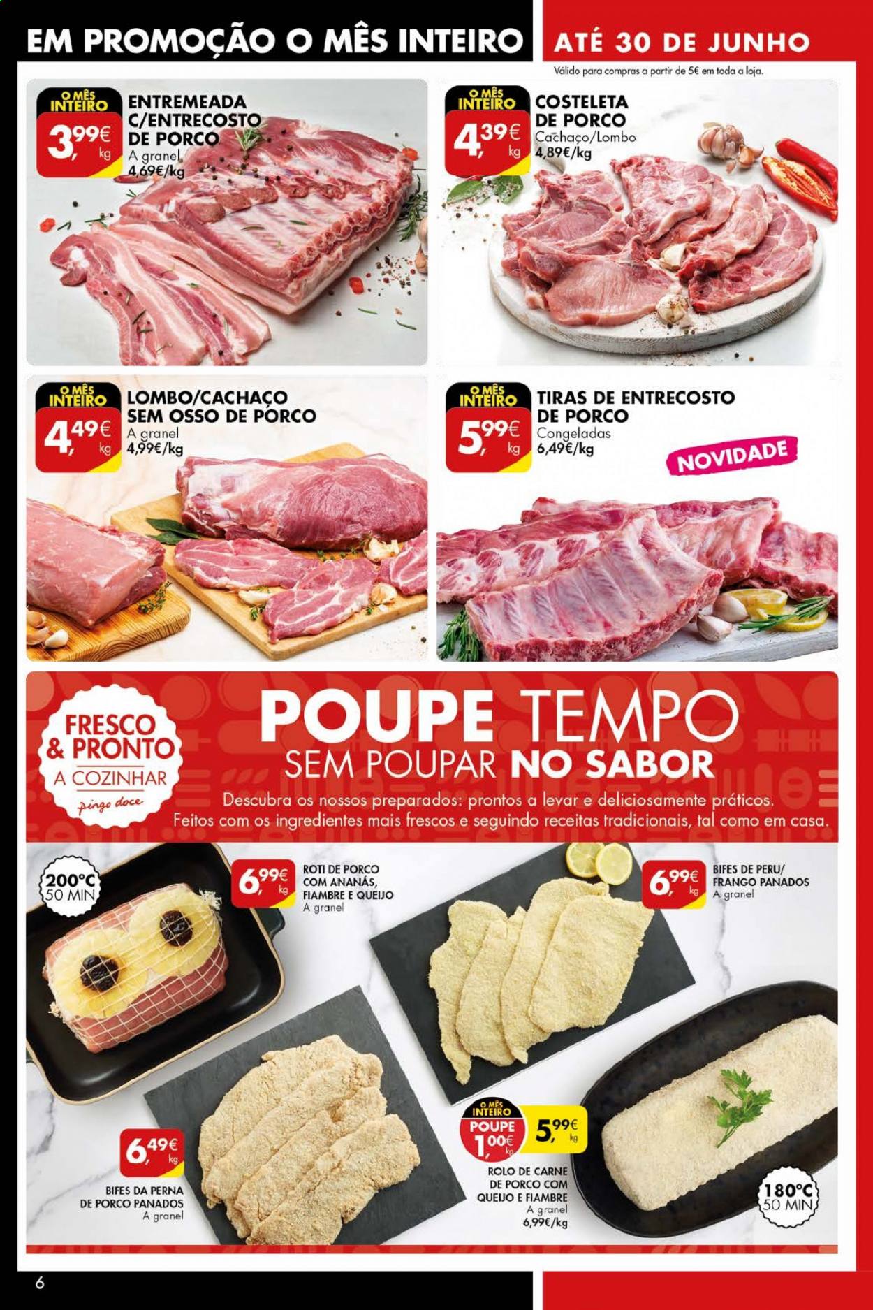 thumbnail - Folheto Pingo Doce - 29.6.2021 - 5.7.2021 - Produtos em promoção - lombo, rolo de carne, perú. Página 6.