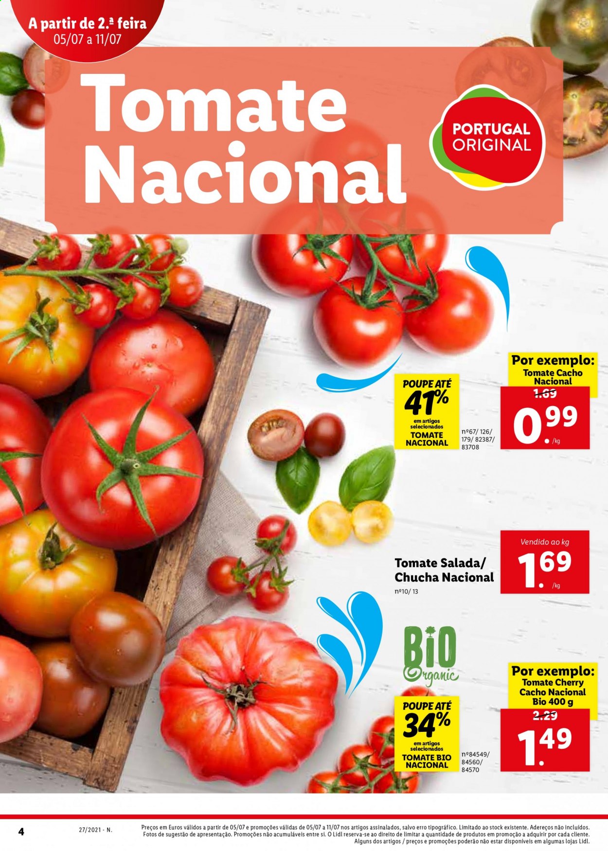thumbnail - Folheto Lidl - 5.7.2021 - 11.7.2021 - Produtos em promoção - tomate, minitomate, tomate cherry. Página 4.