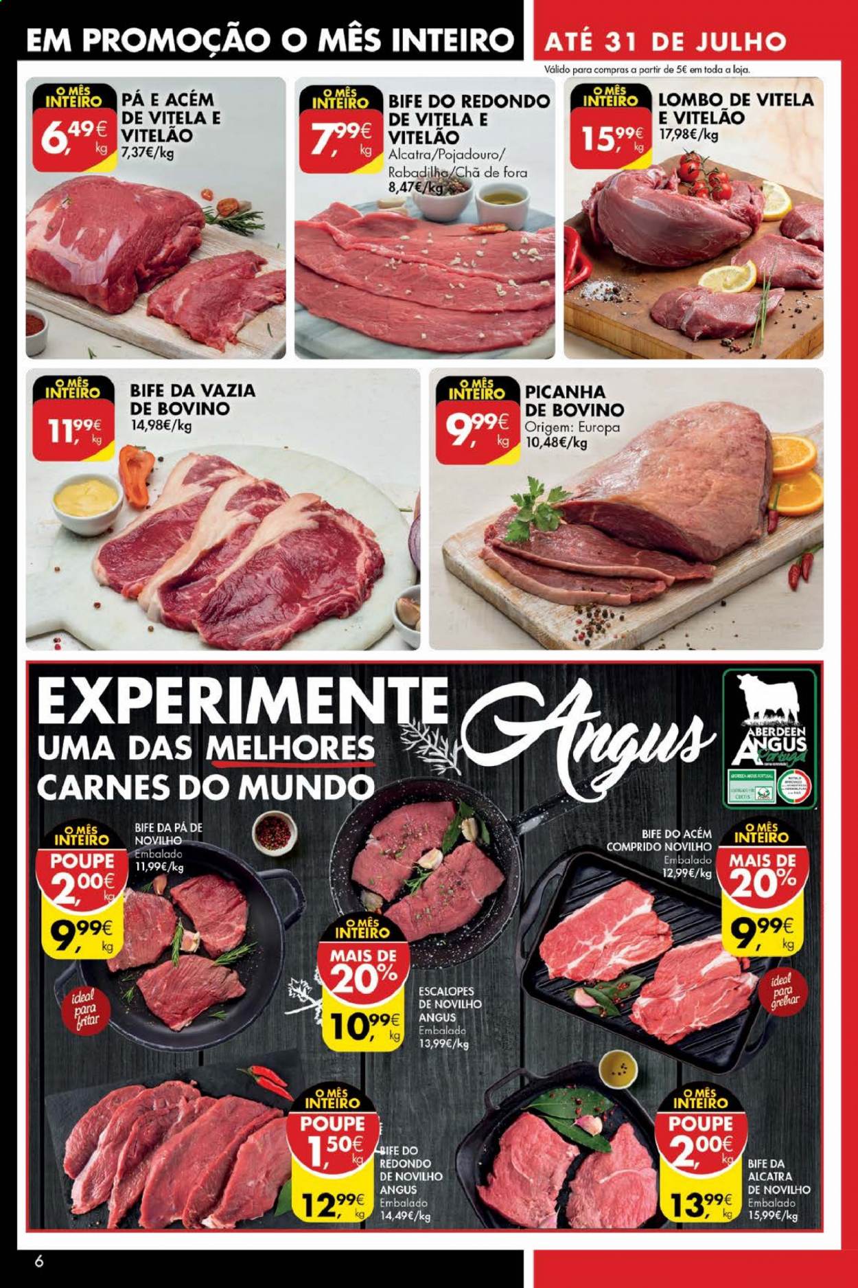 thumbnail - Folheto Pingo Doce - 6.7.2021 - 12.7.2021 - Produtos em promoção - picanha, bife, lombo, alcatra, vazia de bovino, chá. Página 6.