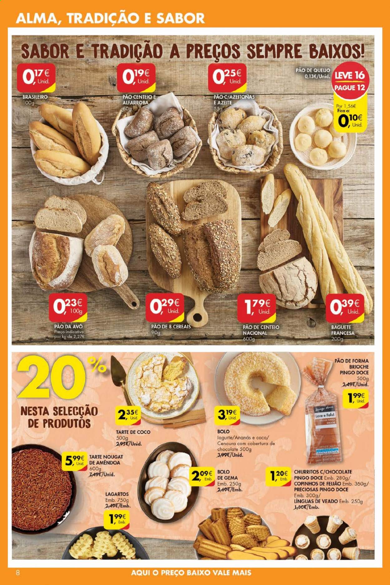 thumbnail - Folheto Pingo Doce - 6.7.2021 - 12.7.2021 - Produtos em promoção - cenoura, pão de queijo, pão, baguete, pão de forma, bolo, brioche, cereais. Página 8.