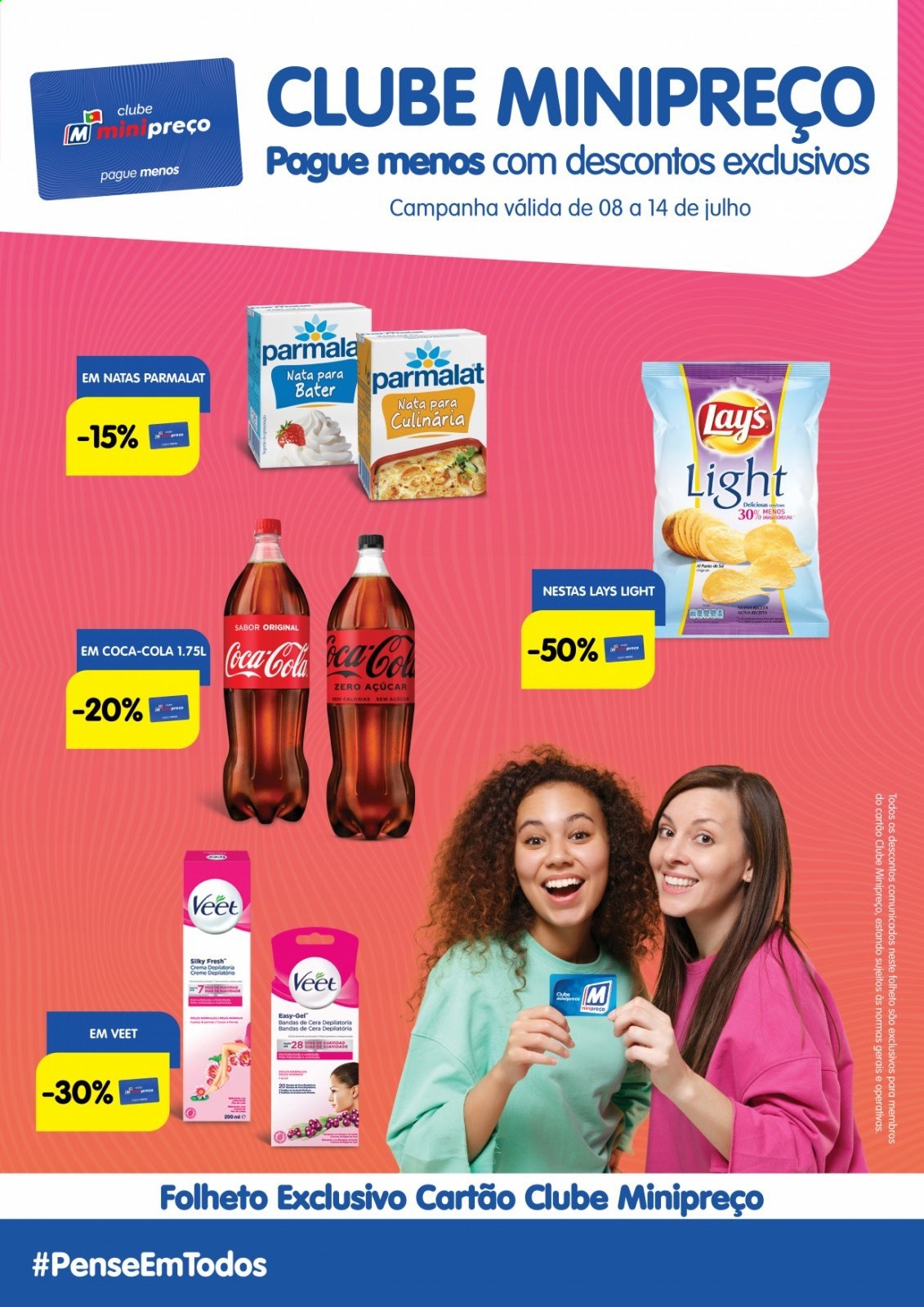 thumbnail - Folheto Minipreço - 8.7.2021 - 14.7.2021 - Produtos em promoção - nata, Lay's, Coca Cola, Veet. Página 1.