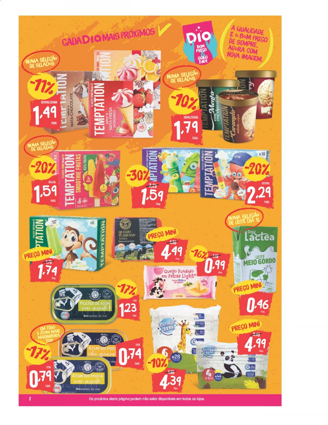 thumbnail - Folheto Minipreço - 8.7.2021 - 14.7.2021 - Produtos em promoção - lima, atum, queijo, nata, gelado, smoothie, fraldas. Página 2.