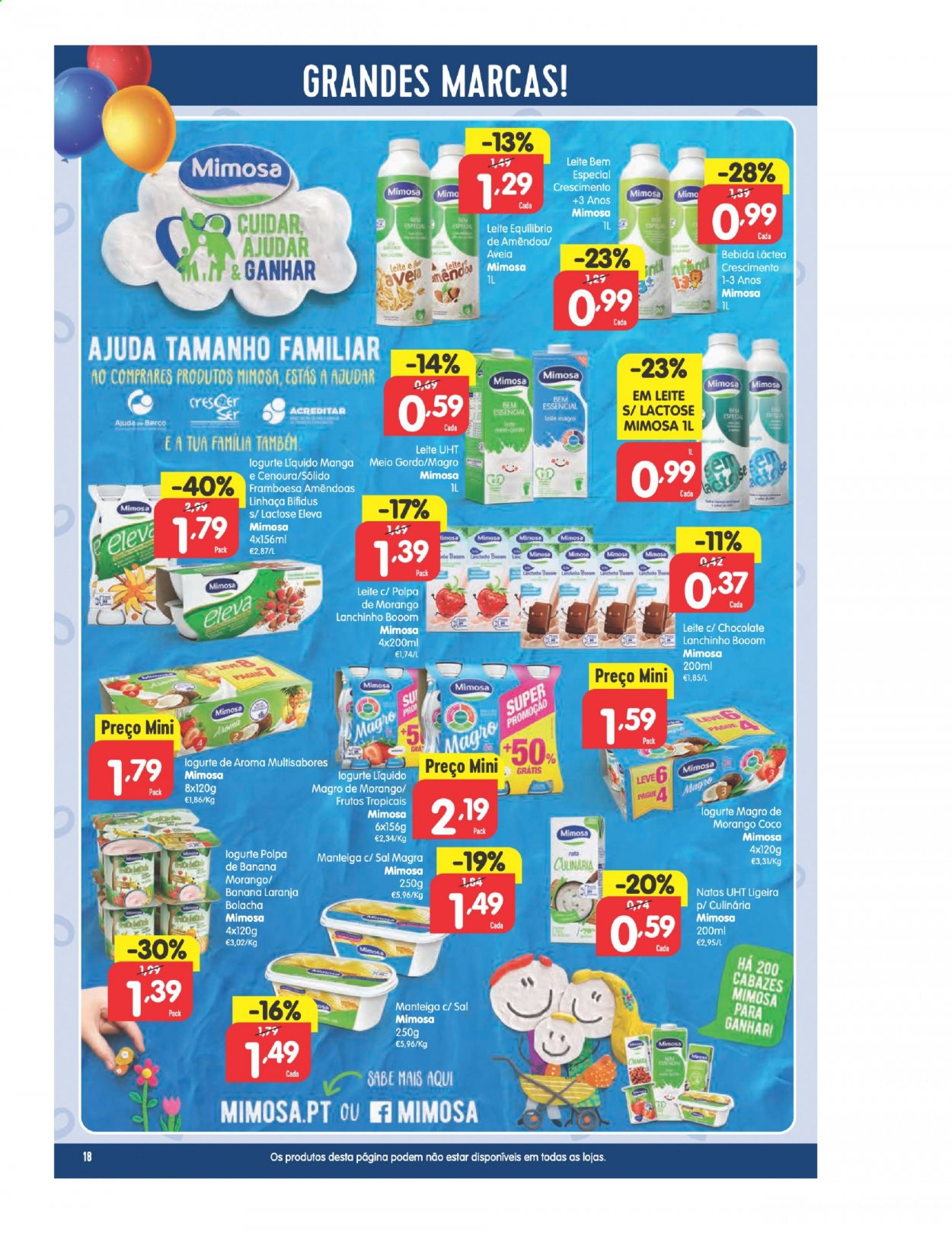 thumbnail - Folheto Minipreço - 8.7.2021 - 14.7.2021 - Produtos em promoção - manga, Mimosa, bebida lactea, manteiga, creme de leite, bolachas, bebida. Página 18.
