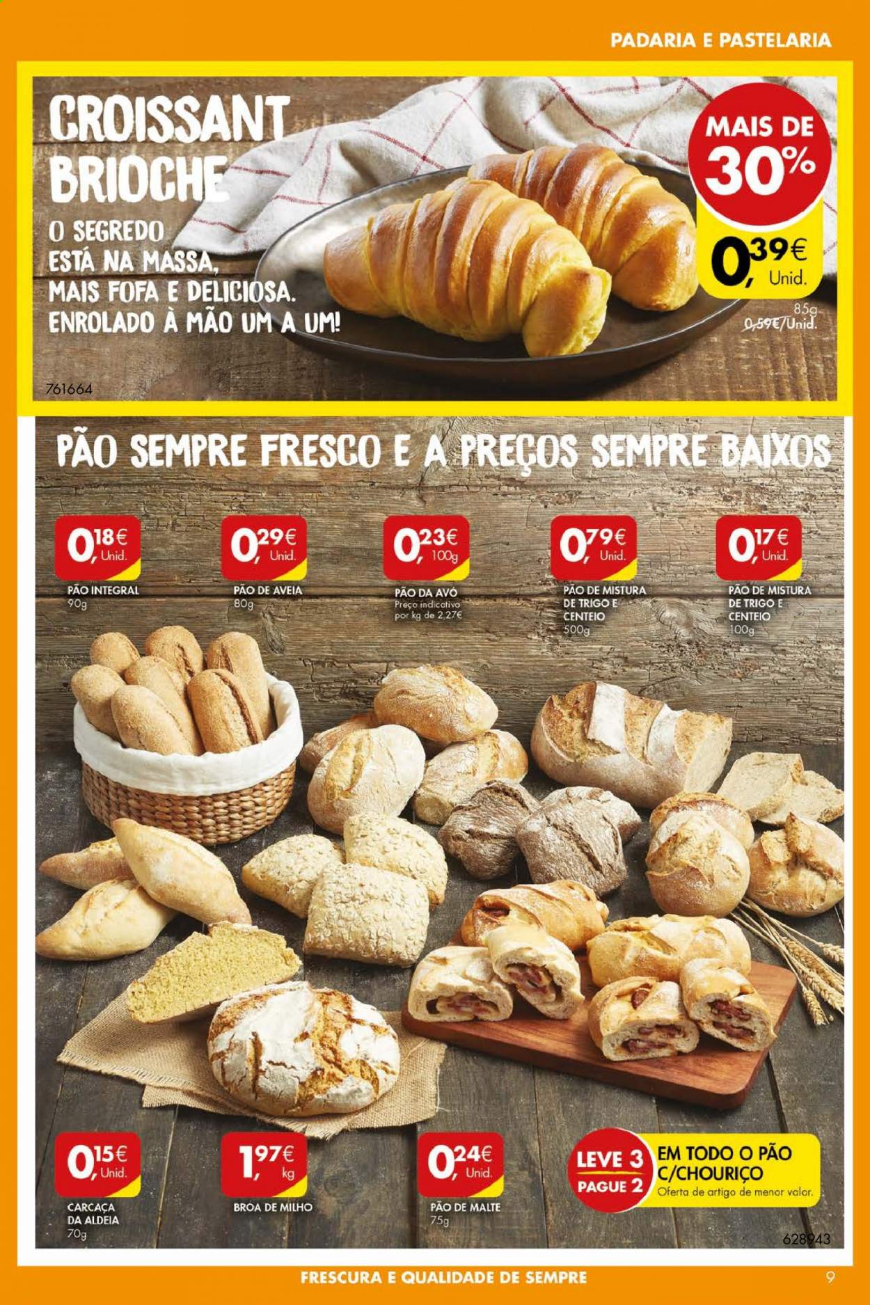 thumbnail - Folheto Pingo Doce - 13.7.2021 - 19.7.2021 - Produtos em promoção - pão, broa de milho, brioche, croissant, chouriço. Página 9.