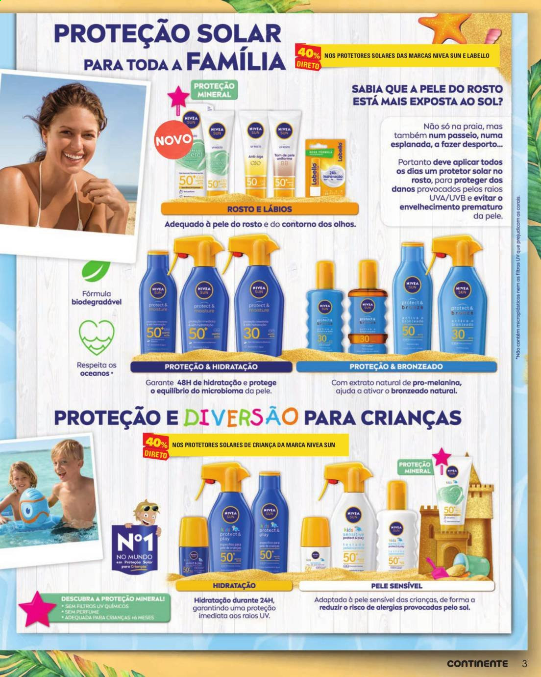 thumbnail - Folheto Continente Modelo - 20.7.2021 - 1.8.2021 - Produtos em promoção - Nivea, Labello, creme solar, Nivea Sun, perfume. Página 3.