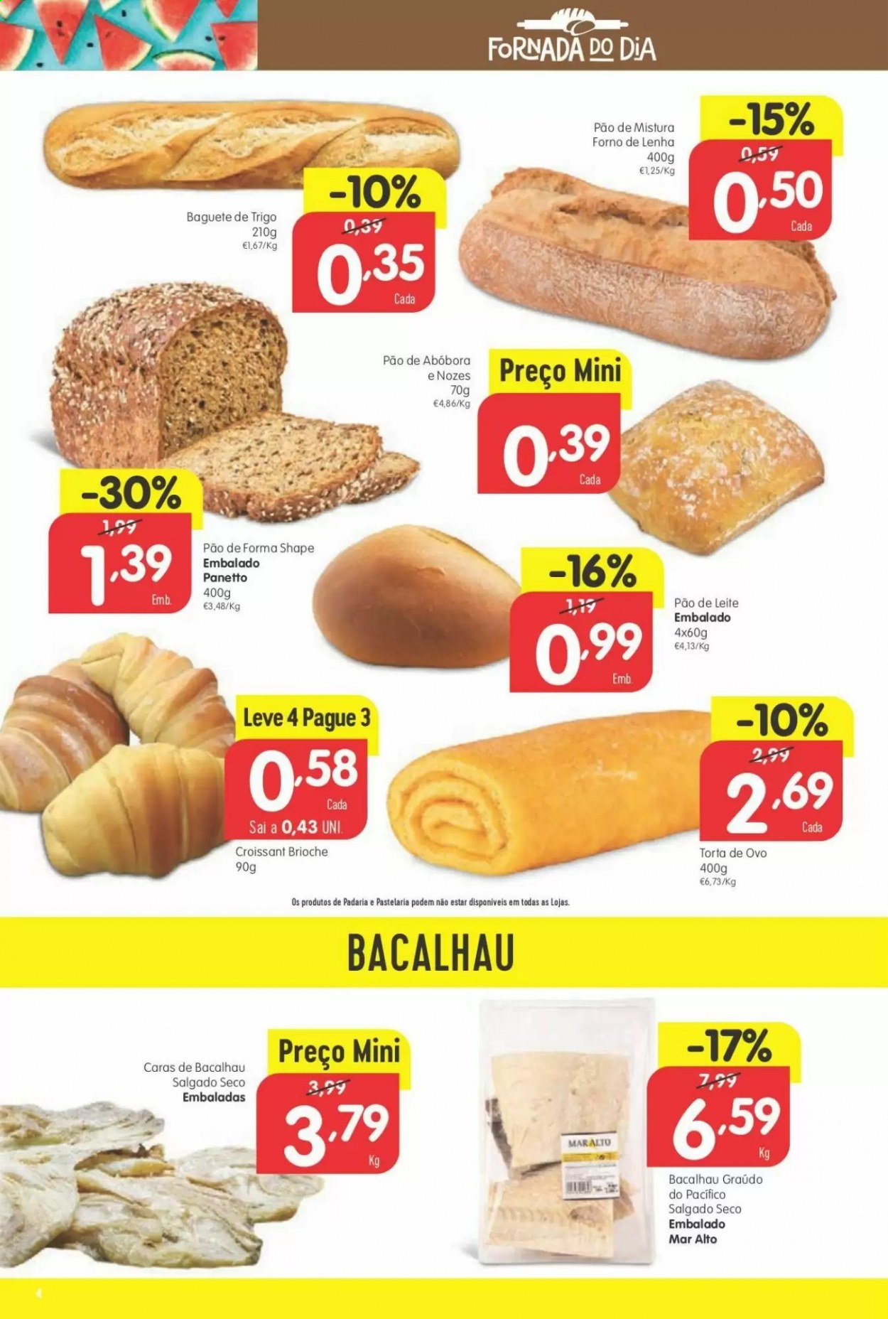 thumbnail - Folheto Minipreço - 22.7.2021 - 28.7.2021 - Produtos em promoção - pão, baguete, pão de forma, croissant, bacalhau, ovos. Página 4.