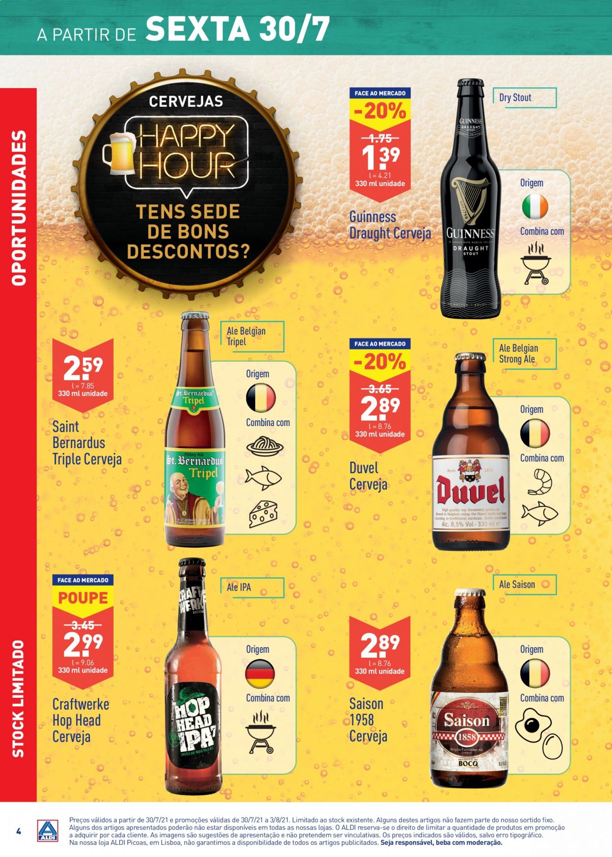 thumbnail - Folheto Aldi - 30.7.2021 - 3.8.2021 - Produtos em promoção - cerveja. Página 4.