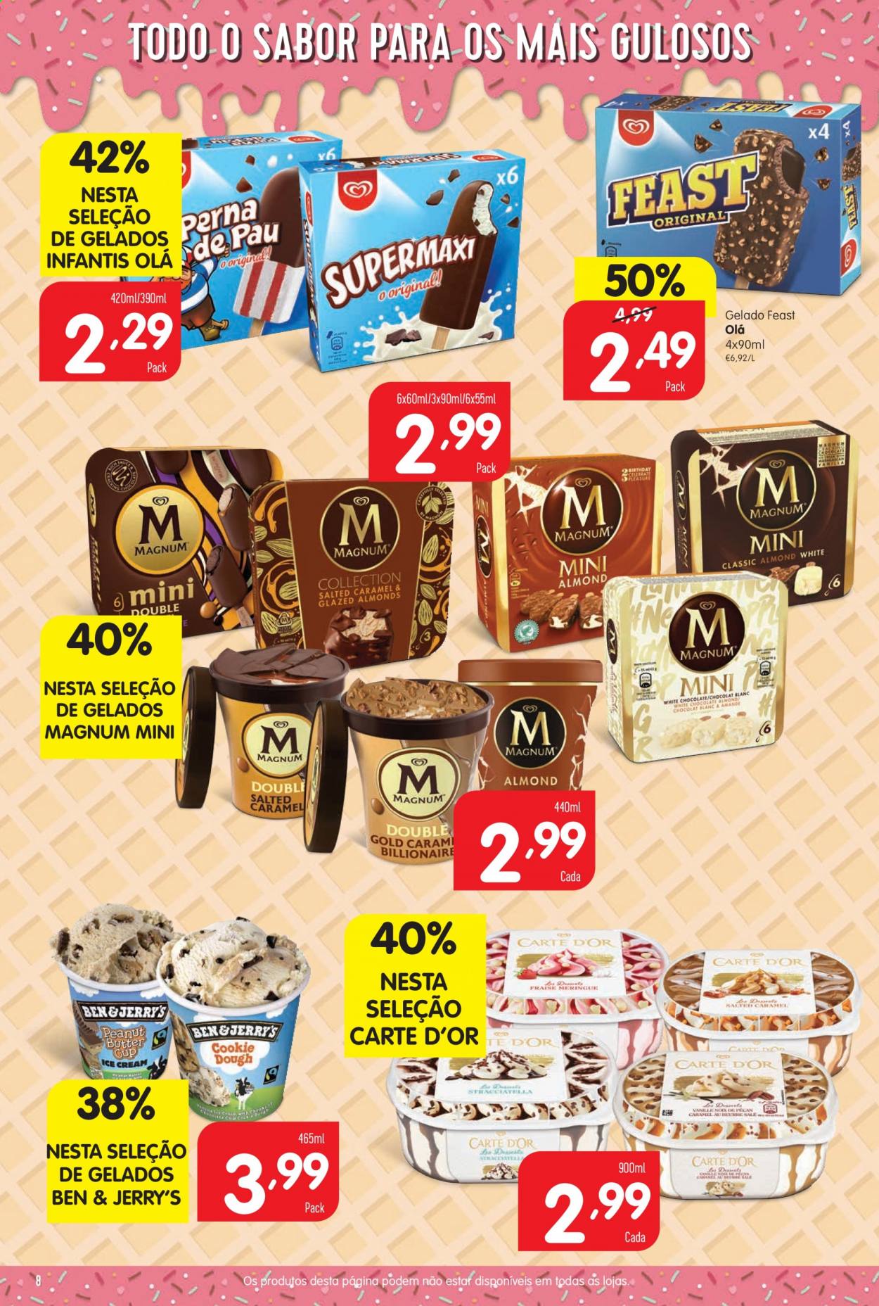 thumbnail - Folheto Minipreço - 29.7.2021 - 4.8.2021 - Produtos em promoção - Ben & Jerry’s, Magnum, gelado, Carte d'Or. Página 8.