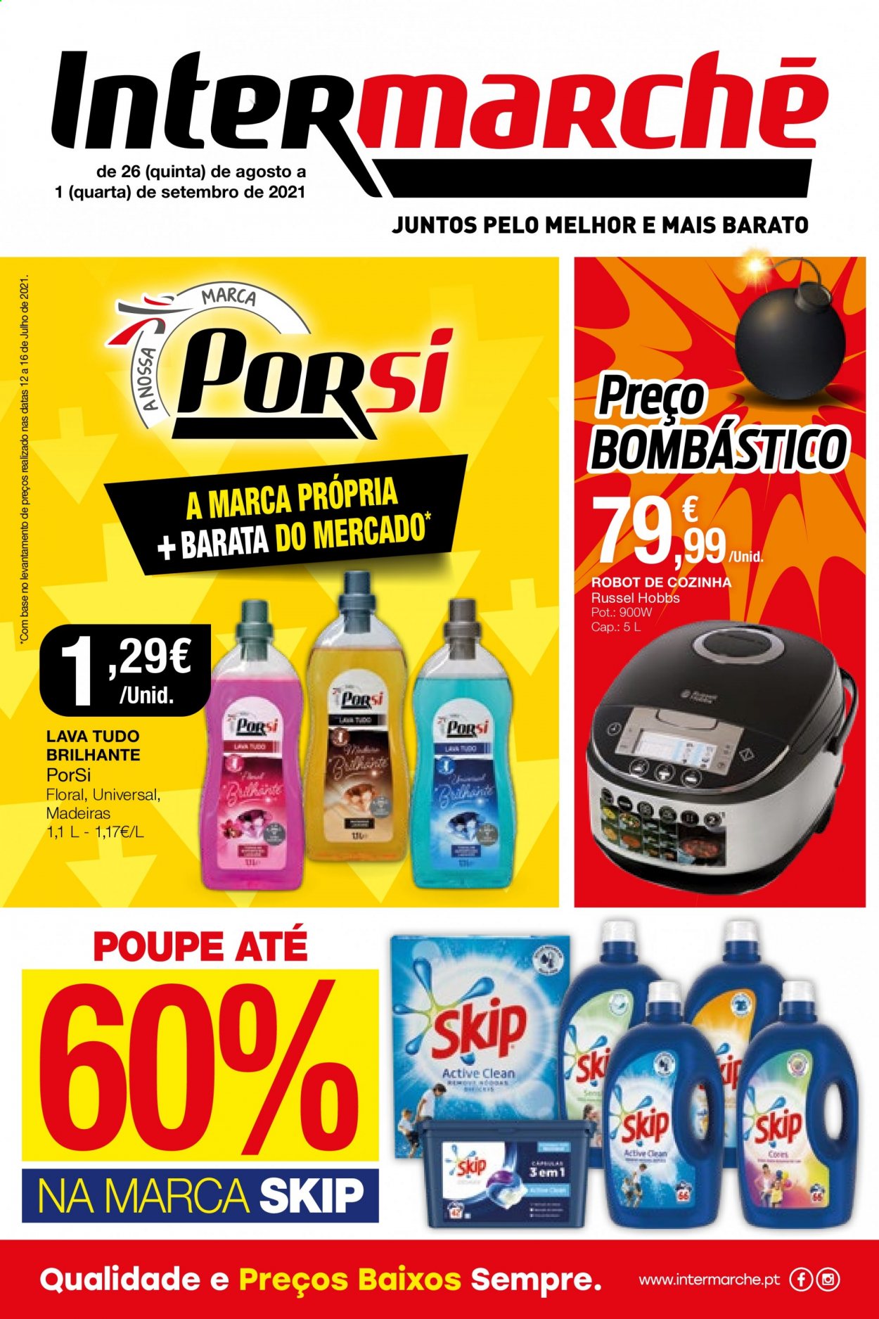 thumbnail - Folheto Intermarché - 26.8.2021 - 1.9.2021 - Produtos em promoção - lava tudo. Página 1.