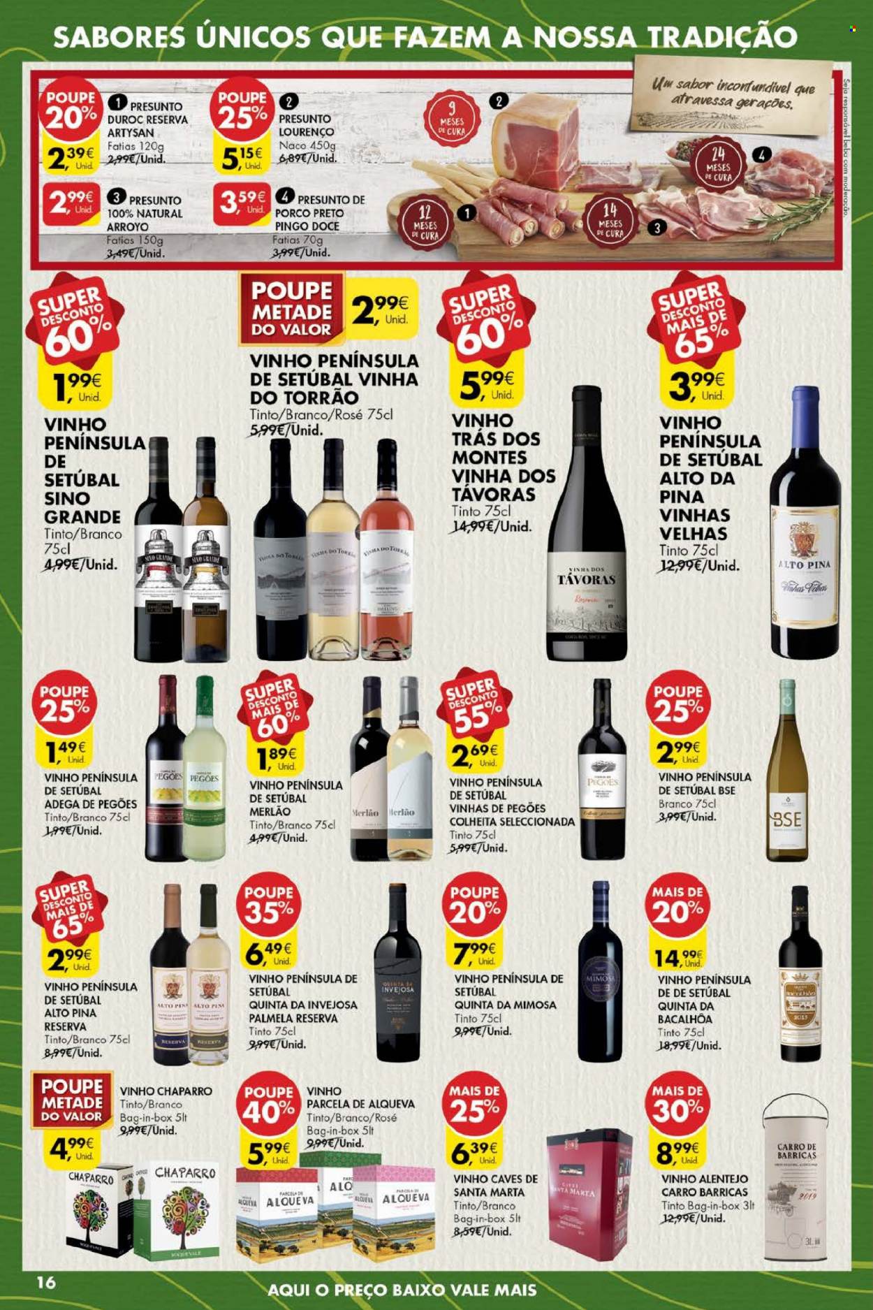 thumbnail - Folheto Pingo Doce - 21.9.2021 - 27.9.2021 - Produtos em promoção - presunto, Mimosa, vinho. Página 16.