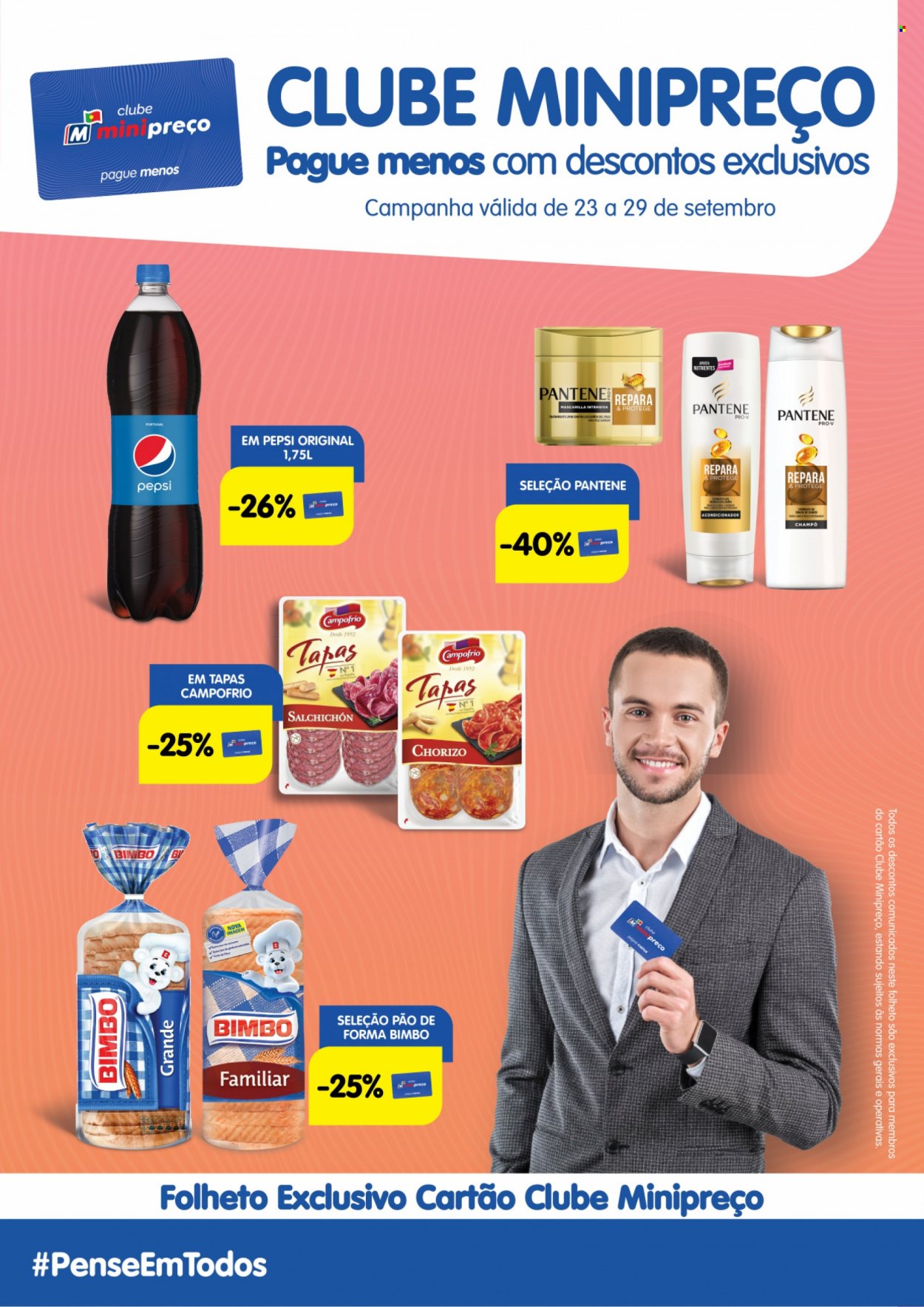 thumbnail - Folheto Minipreço - 23.9.2021 - 29.9.2021 - Produtos em promoção - pão, pão de forma, tapas, Pepsi, shampoo, Pantene. Página 1.