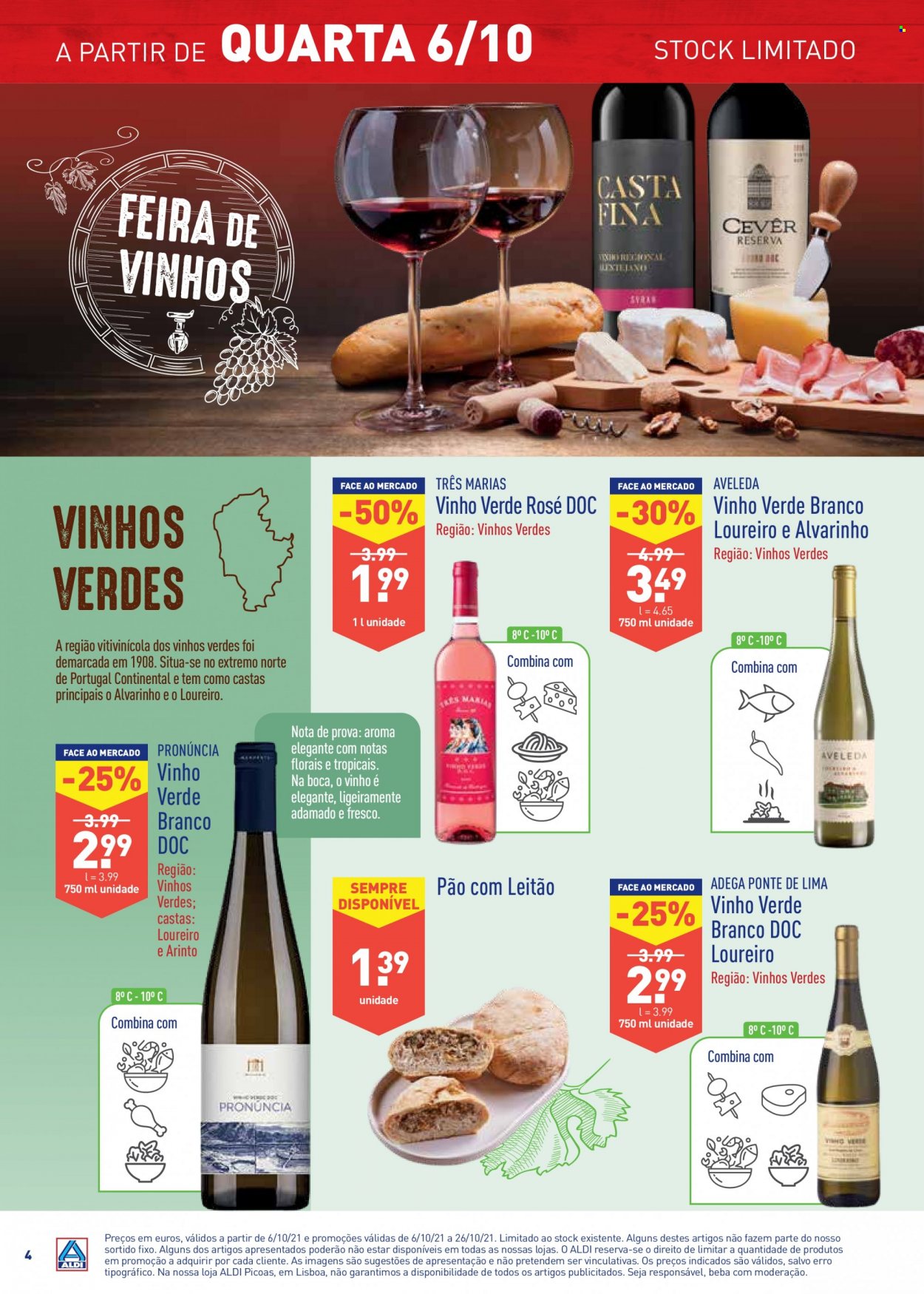 thumbnail - Folheto Aldi - 6.10.2021 - 26.10.2021 - Produtos em promoção - lima, vinho verde, Continental. Página 4.