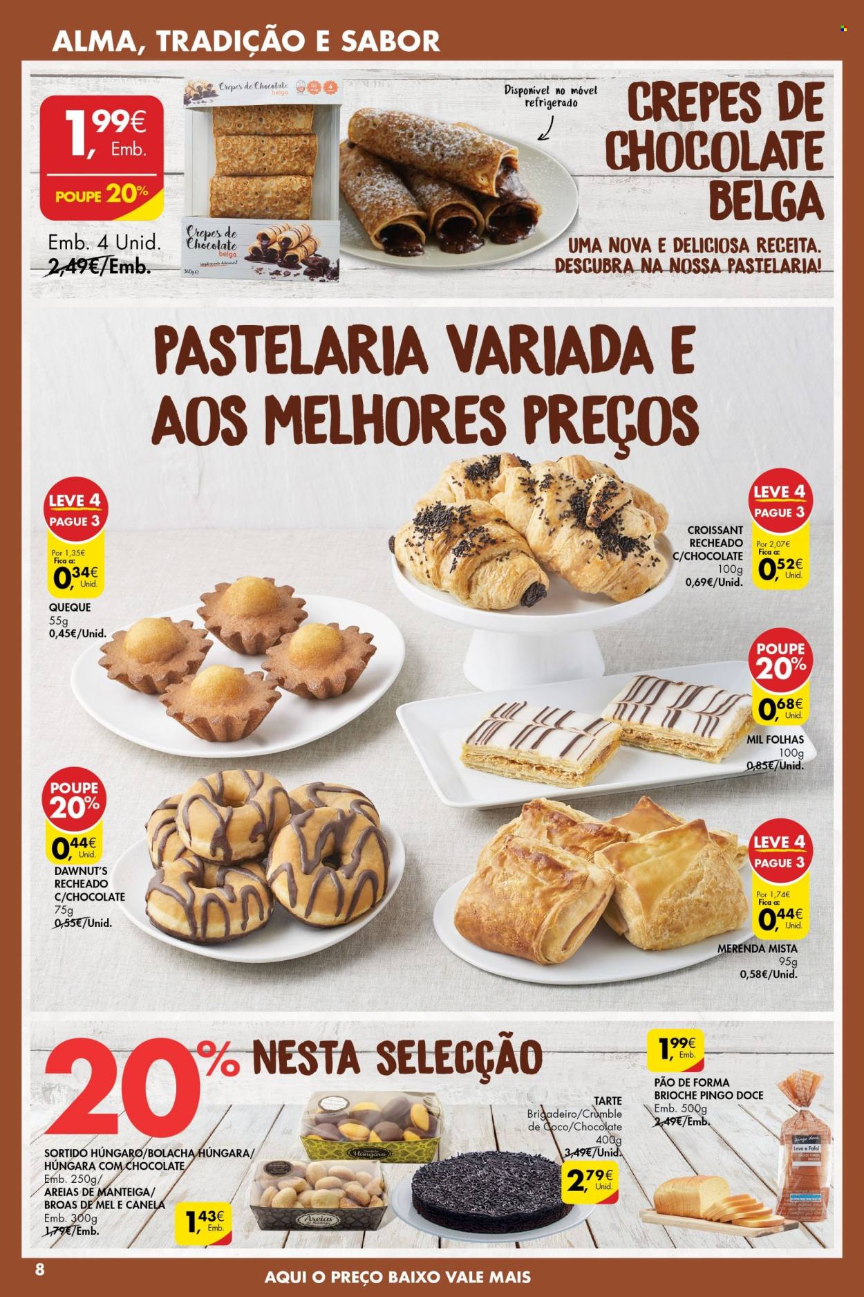 thumbnail - Folheto Pingo Doce - 19.10.2021 - 25.10.2021 - Produtos em promoção - pão, pão de forma, croissant, doce de brigadeiro, broas, manteiga, bolachas. Página 8.