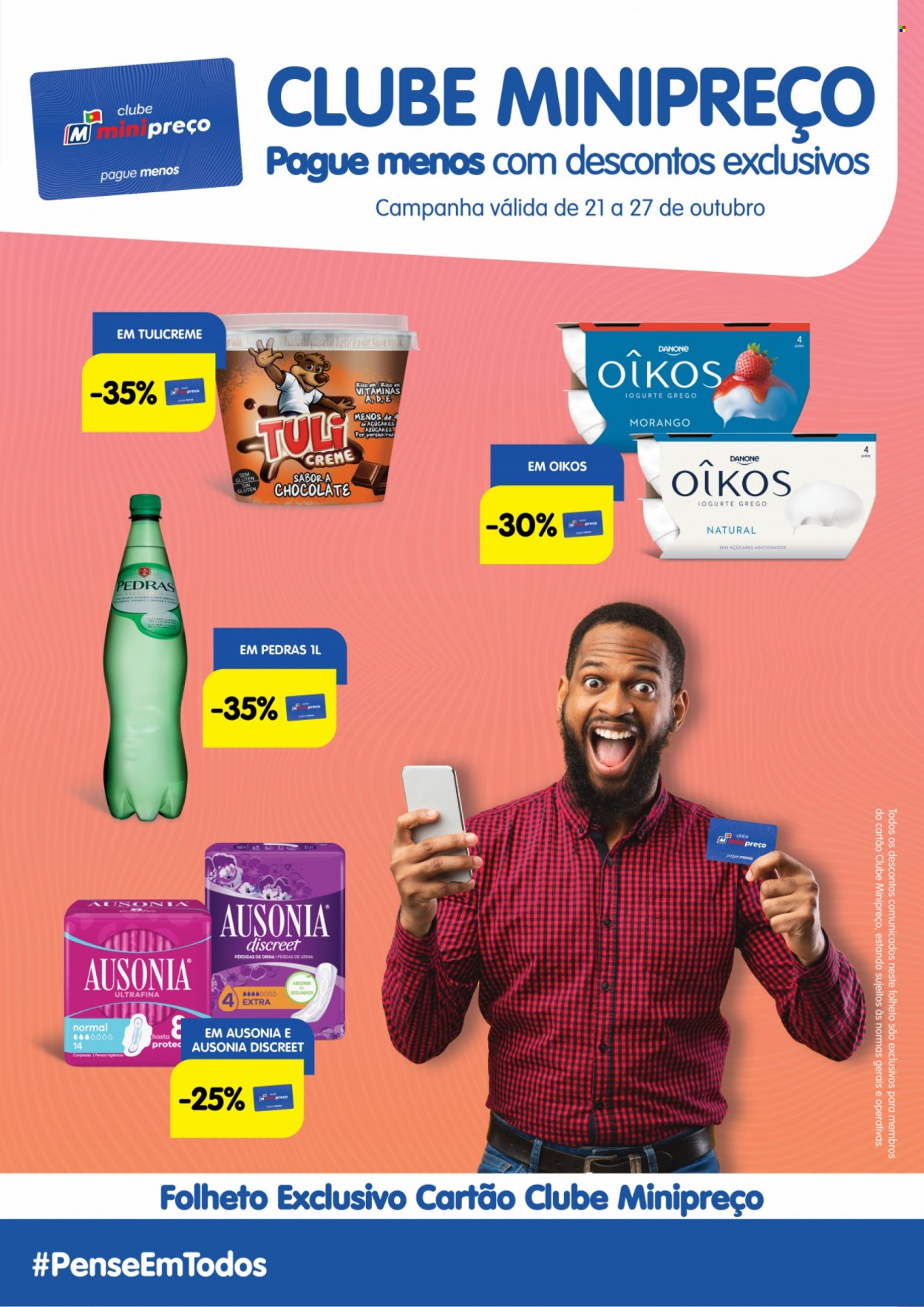 thumbnail - Folheto Minipreço - 21.10.2021 - 27.10.2021 - Produtos em promoção - iogurte, Danone, iogurte grego, Oikos, Discreet. Página 1.