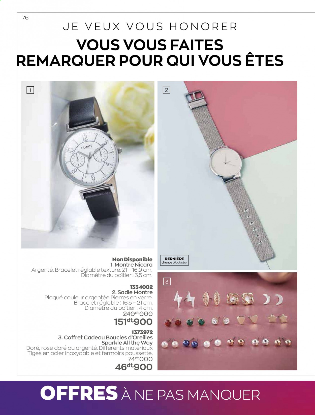 <magasin> - <du DD/MM/YYYY au DD/MM/YYYY> - Produits soldés - ,<products from flyers>. Page 76. 