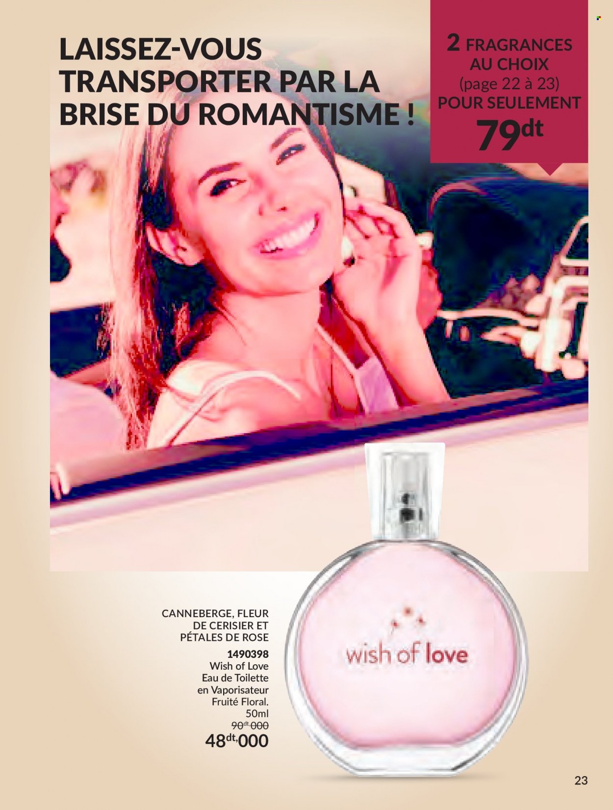 <magasin> - <du DD/MM/YYYY au DD/MM/YYYY> - Produits soldés - ,<products from flyers>. Page 23. 
