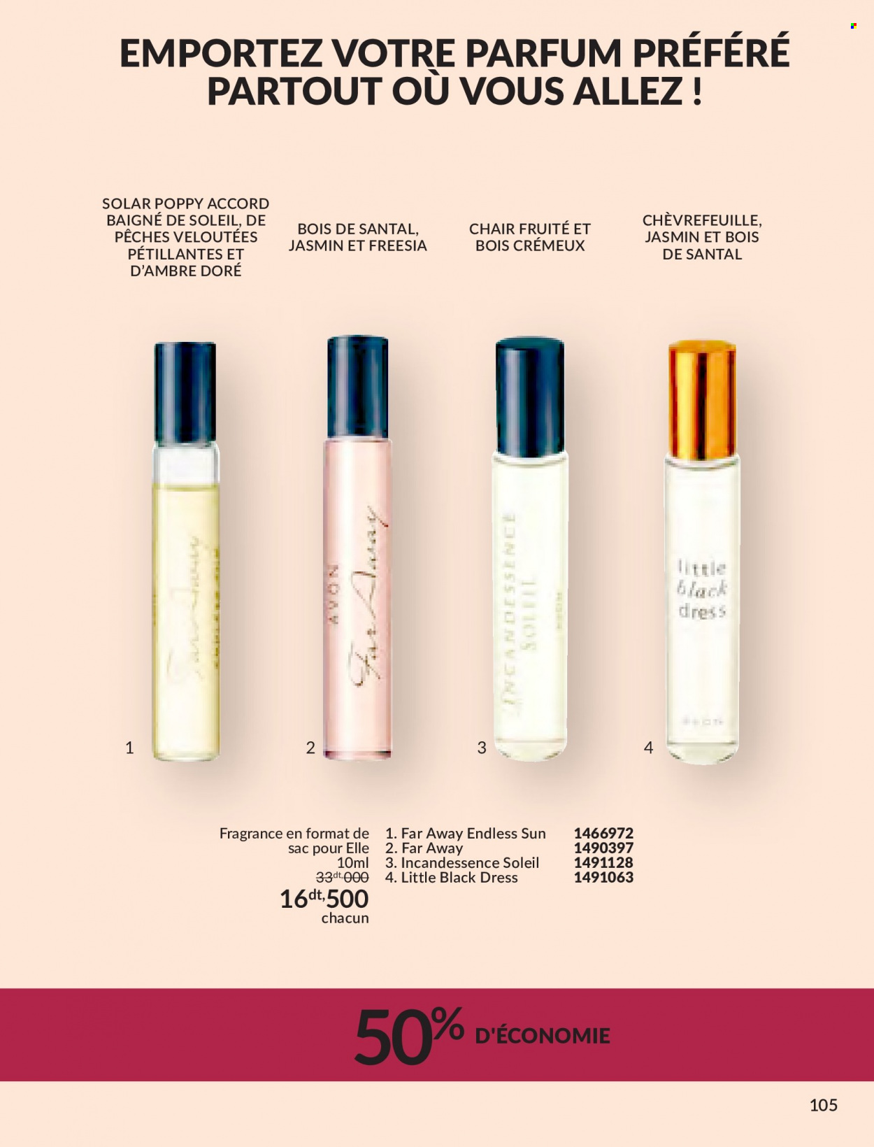 <magasin> - <du DD/MM/YYYY au DD/MM/YYYY> - Produits soldés - ,<products from flyers>. Page 105. 