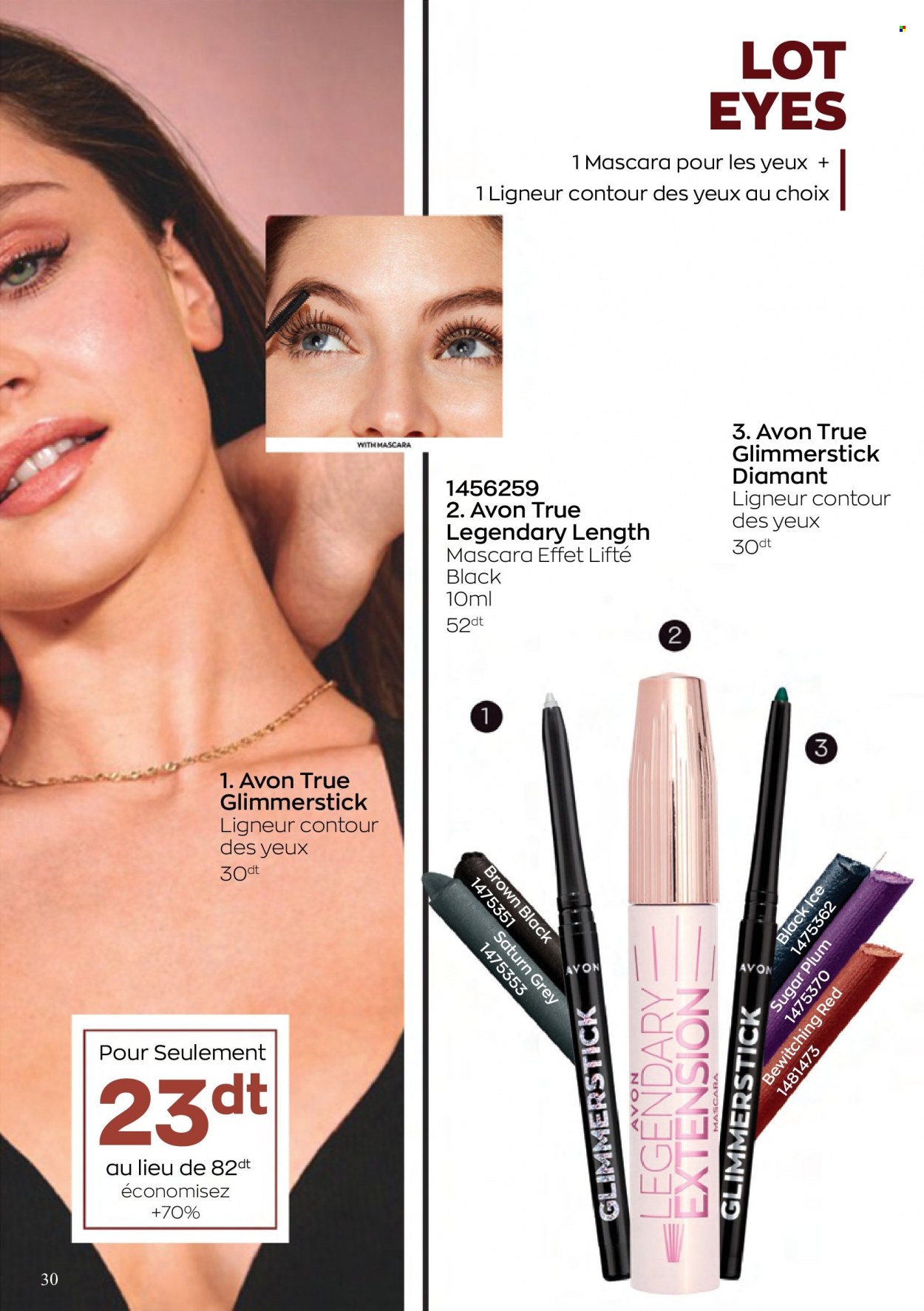 <magasin> - <du DD/MM/YYYY au DD/MM/YYYY> - Produits soldés - ,<products from flyers>. Page 30. 