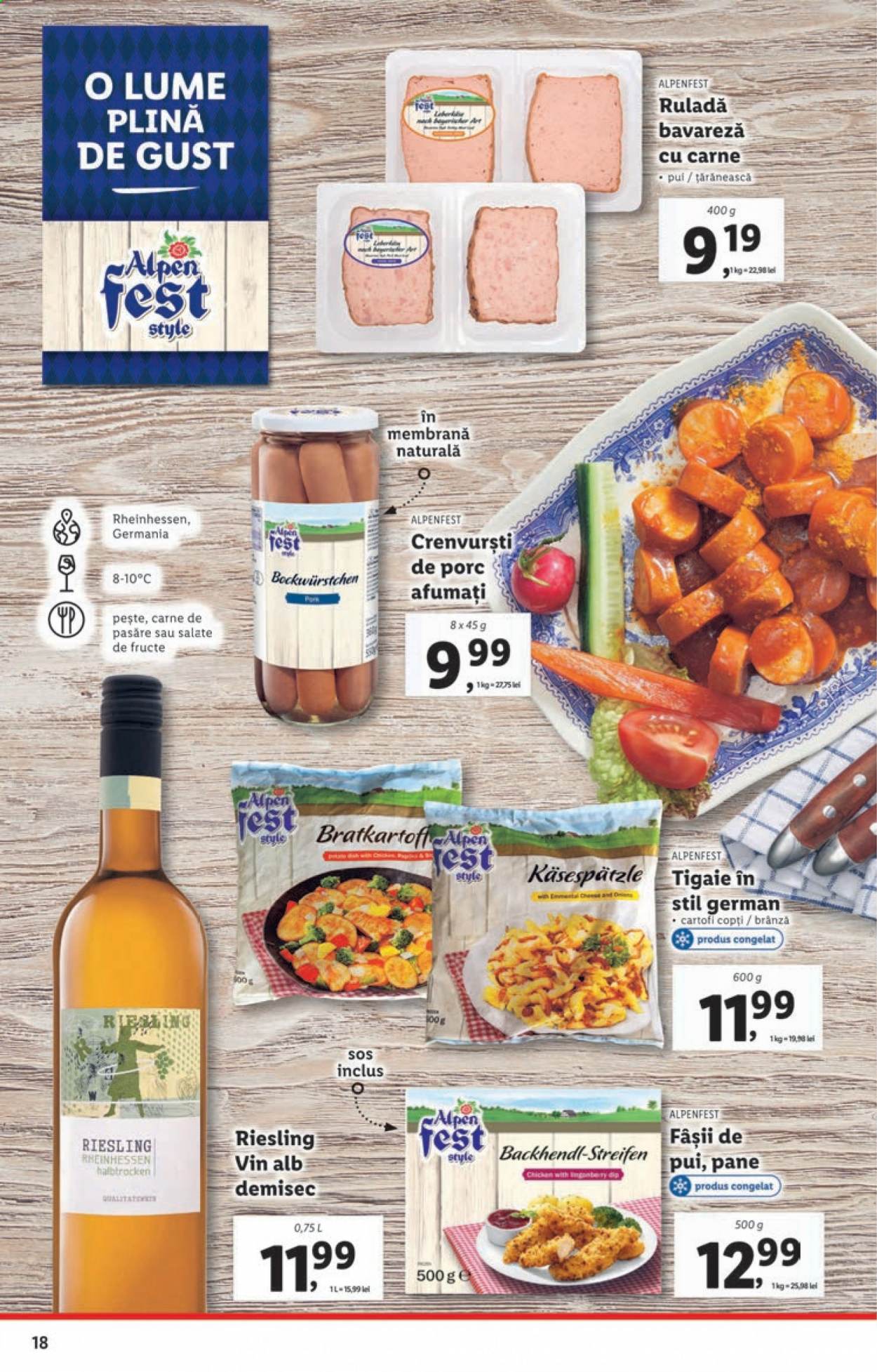 thumbnail - Cataloage Lidl - 19.07.2021 - 25.07.2021 - Produse în vânzare - alcool, cartofi, crenvurști, brânză, vin alb, Riesling, vin, tigaie. Pagina 18.