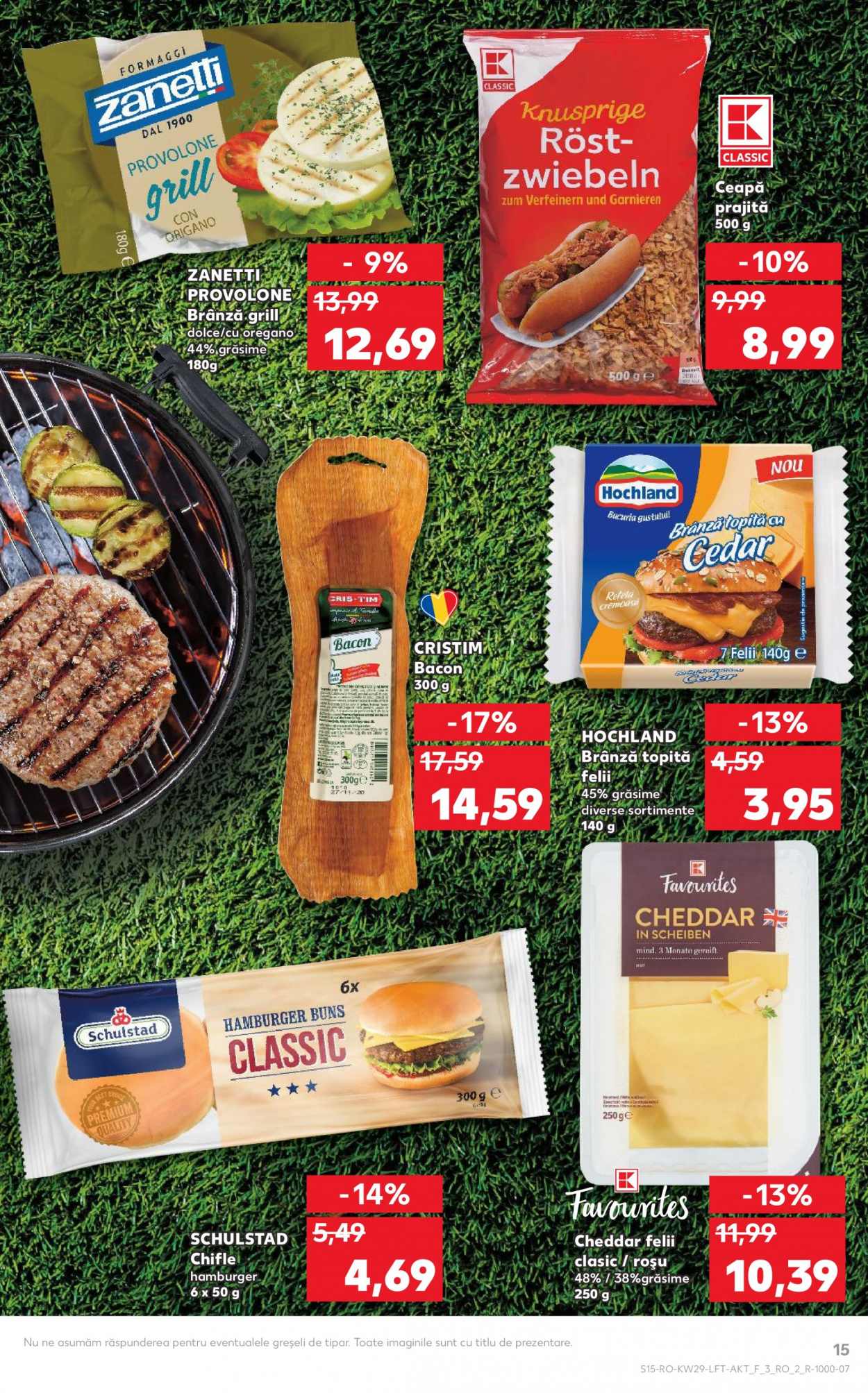 thumbnail - Cataloage Kaufland - 21.07.2021 - 27.07.2021 - Produse în vânzare - chiflă, bacon, cedar, brânză, cheddar, Hochland, provolone, brânză topită. Pagina 15.