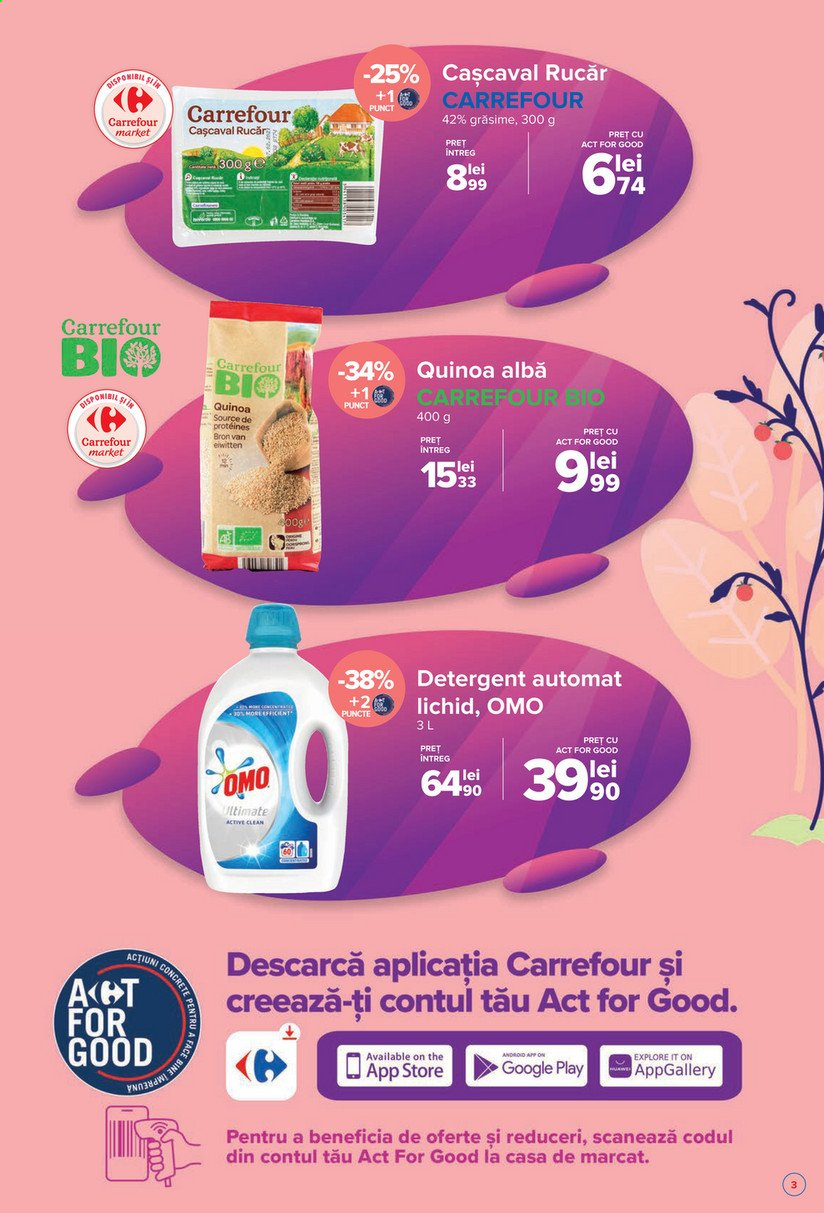 thumbnail - Cataloage Carrefour - 19.08.2021 - 25.08.2021 - Produse în vânzare - cașcaval, quinoa, detergent, detergent automat. Pagina 3.