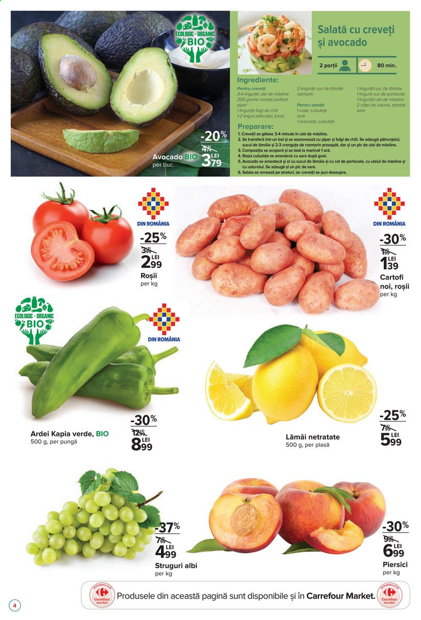 thumbnail - Cataloage Carrefour - 19.08.2021 - 25.08.2021 - Produse în vânzare - ardei, cartofi, roșie, lămâi, piersici, struguri, struguri albi, avocado, ulei de măsline, suc. Pagina 4.