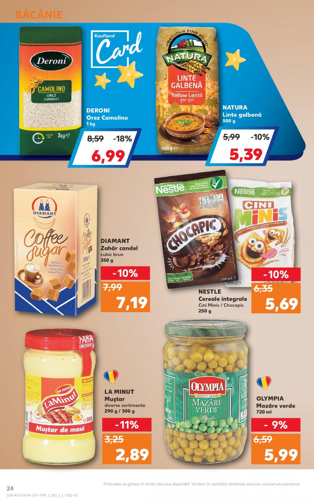 thumbnail - Cataloage Kaufland - 25.08.2021 - 31.08.2021 - Produse în vânzare - mazăre, Nestlé, zahăr, cereale integrale, orez, muștar. Pagina 24.