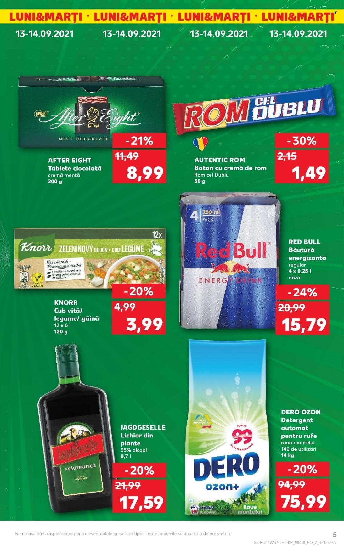 thumbnail - Cataloage Kaufland - 15.09.2021 - 21.09.2021 - Produse în vânzare - Knorr, After Eight, ciocolată, Red Bull, rom, Jagdgeselle, detergent, Dero, plante. Pagina 5.
