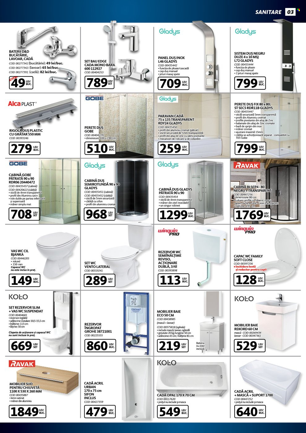 thumbnail - Cataloage Ambient - 16.09.2021 - 10.11.2021 - Produse în vânzare - cabine de duş, capace wc, vase wc, lavoar, paravan cadă, rezervoare wc, chiuveta, mobilier baie. Pagina 3.