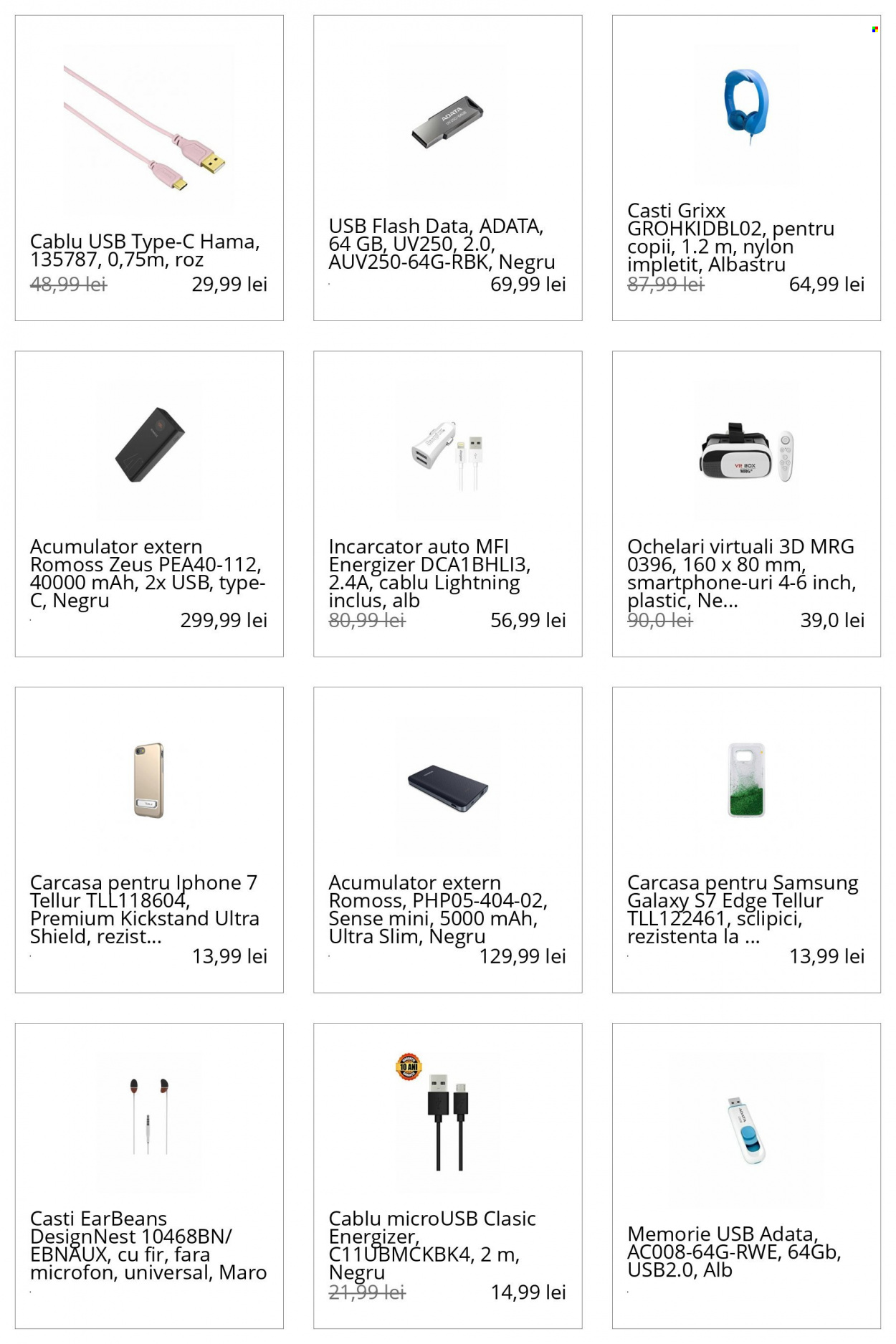 thumbnail - Cataloage elefant.ro - Produse în vânzare - Samsung, Energizer, iPhone, iPhone 7, memorie portabila, USB flash, Hama, căşti, incarcator. Pagina 10.