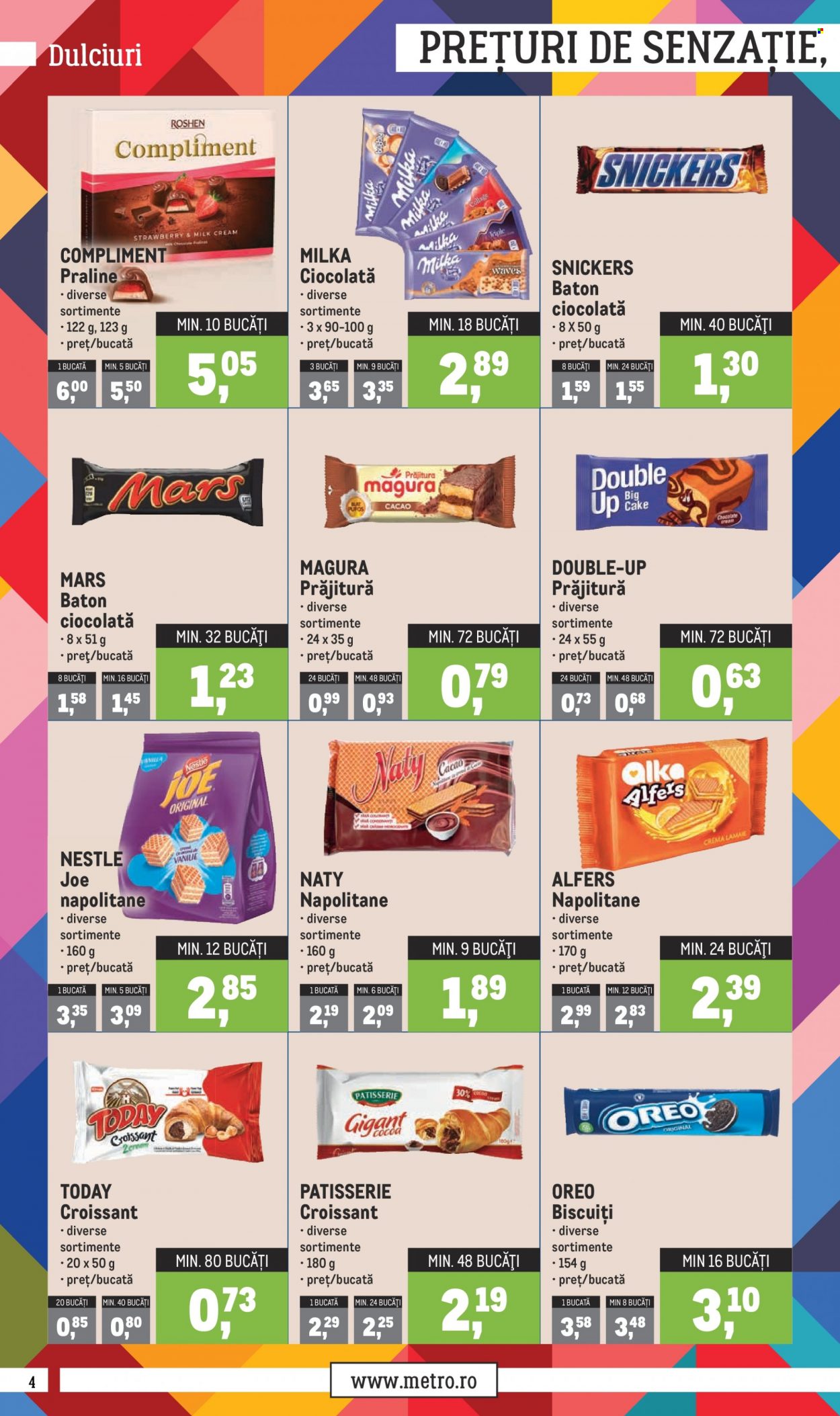 thumbnail - Cataloage Metro - 01.10.2021 - 31.10.2021 - Produse în vânzare - croissant, prăjitură, Milka, Oreo, ciocolată, biscuiți, Nestlé, praline, Snickers, napolitane. Pagina 4.