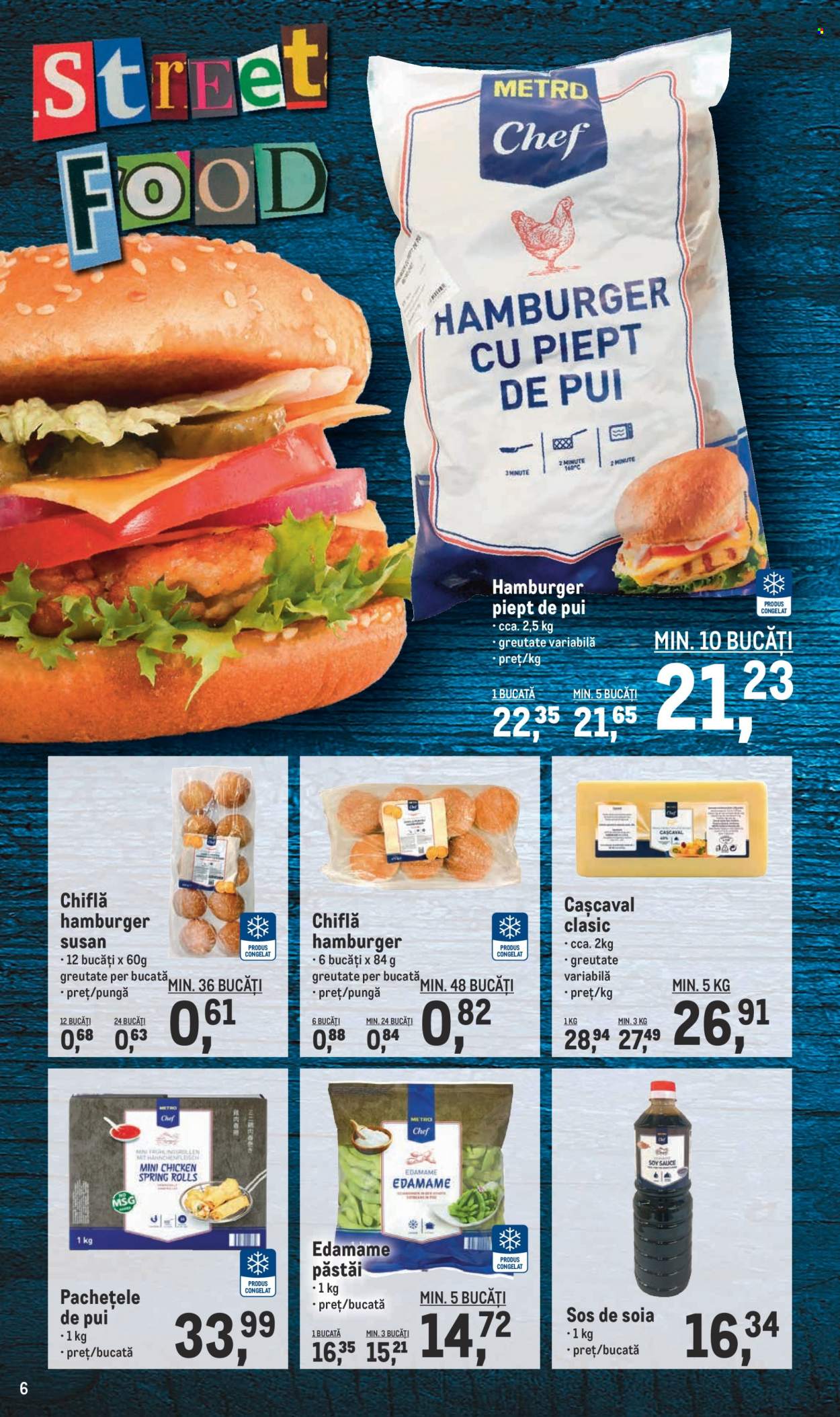 thumbnail - Cataloage Metro - 01.11.2021 - 02.12.2021 - Produse în vânzare - chiflă, edamame, hamburger, cașcaval, susan, sos soia. Pagina 6.
