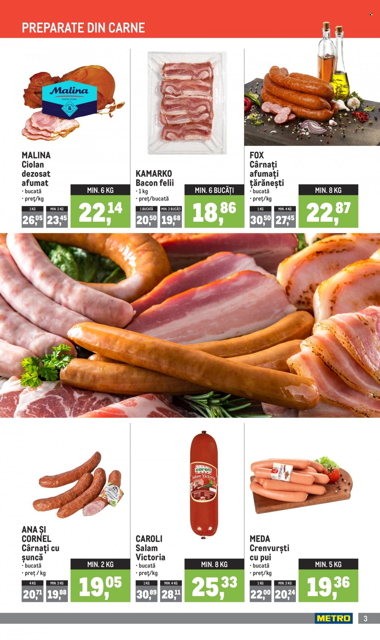 thumbnail - Cataloage Metro - 01.11.2021 - 02.12.2021 - Produse în vânzare - bacon, salam, salam victoria, crenvurști, cârnaţi, ciolan afumat. Pagina 3.