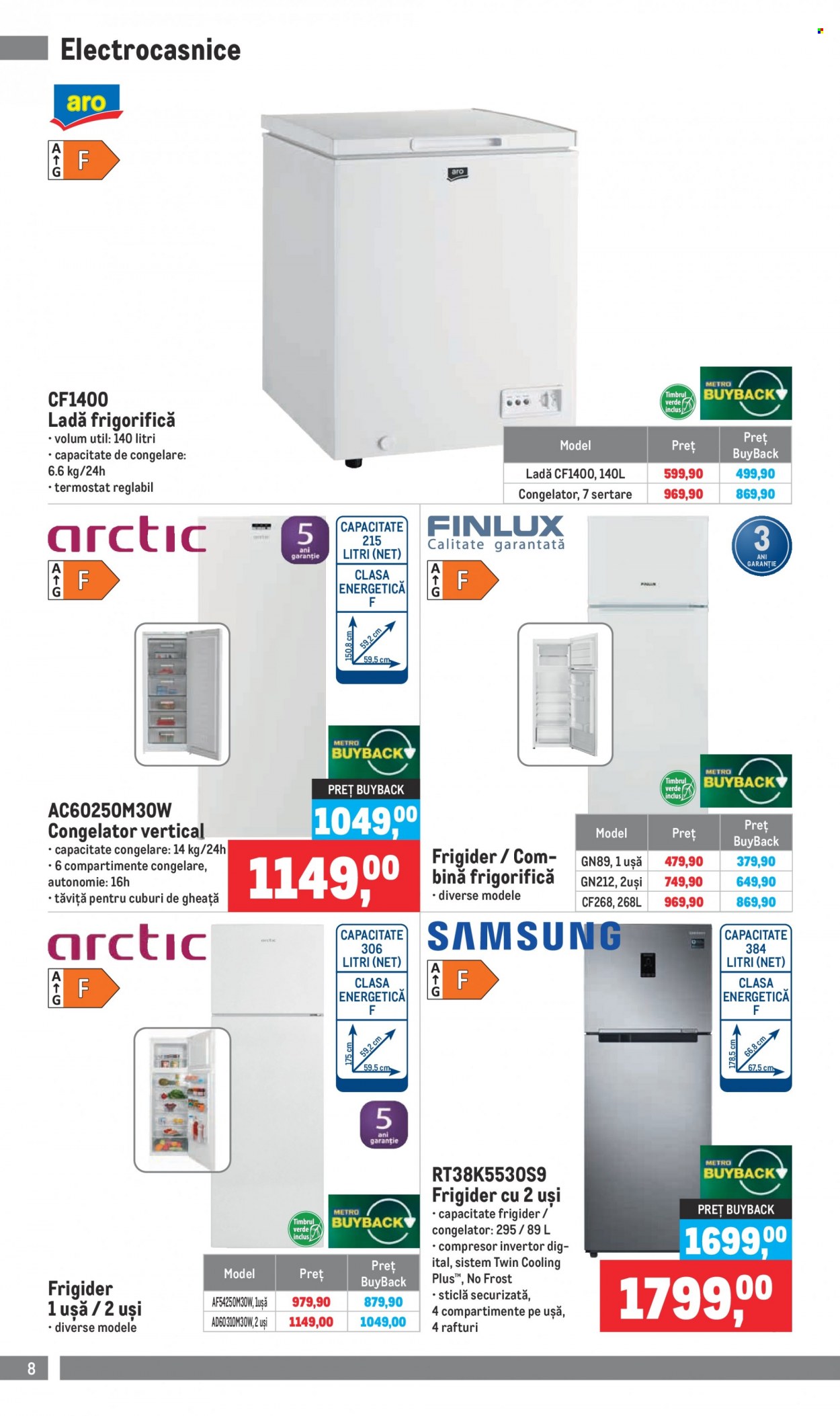 thumbnail - Cataloage Metro - 01.11.2021 - 01.12.2021 - Produse în vânzare - combina frigorifica, congelator, frigider, compresor. Pagina 8.