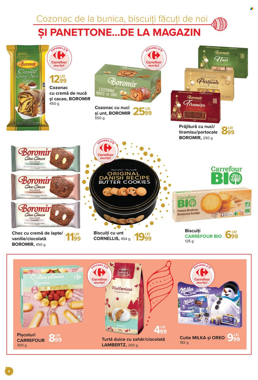 thumbnail - Cataloage Carrefour - 27.11.2021 - 29.12.2021 - Produse în vânzare - pișcoturi, prăjitură, panettone, cozonac, tiramisu, turtă dulce, Milka, Oreo, cookies, biscuiți. Pagina 6.