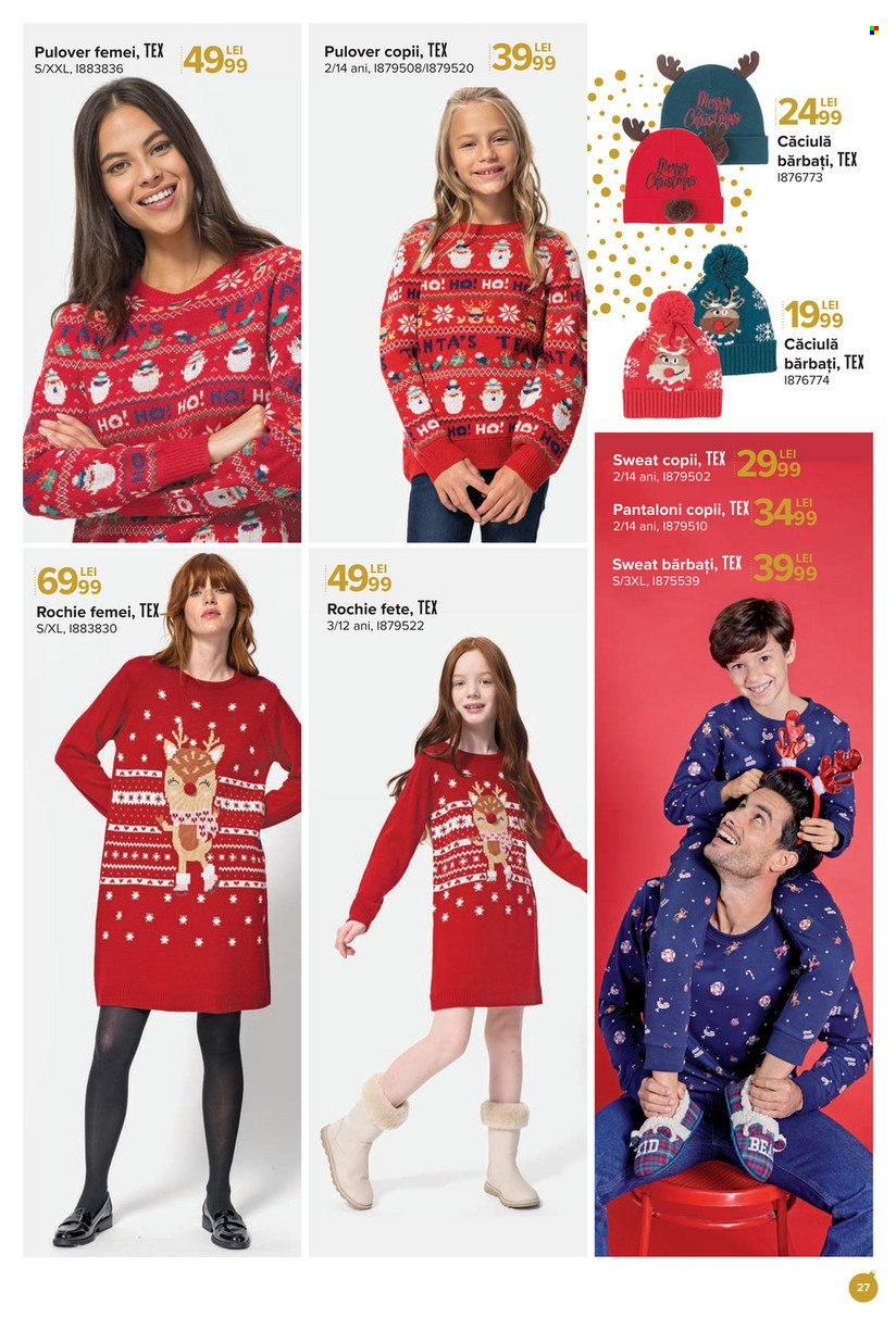 thumbnail - Cataloage Carrefour - 27.11.2021 - 29.12.2021 - Produse în vânzare - pantalon, rochie, pulover, căciulă. Pagina 27.