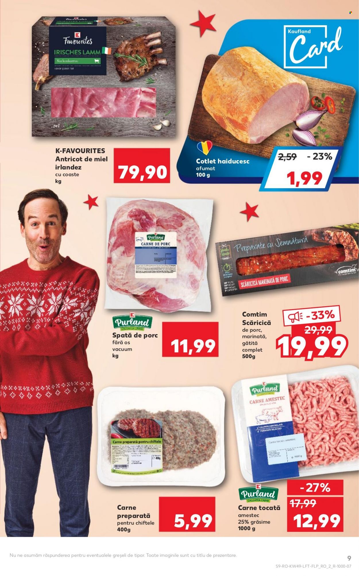 thumbnail - Cataloage Kaufland - 08.12.2021 - 14.12.2021 - Produse în vânzare - carne tocată, carne de porc, spată de porc, cotlet haiducesc. Pagina 9.