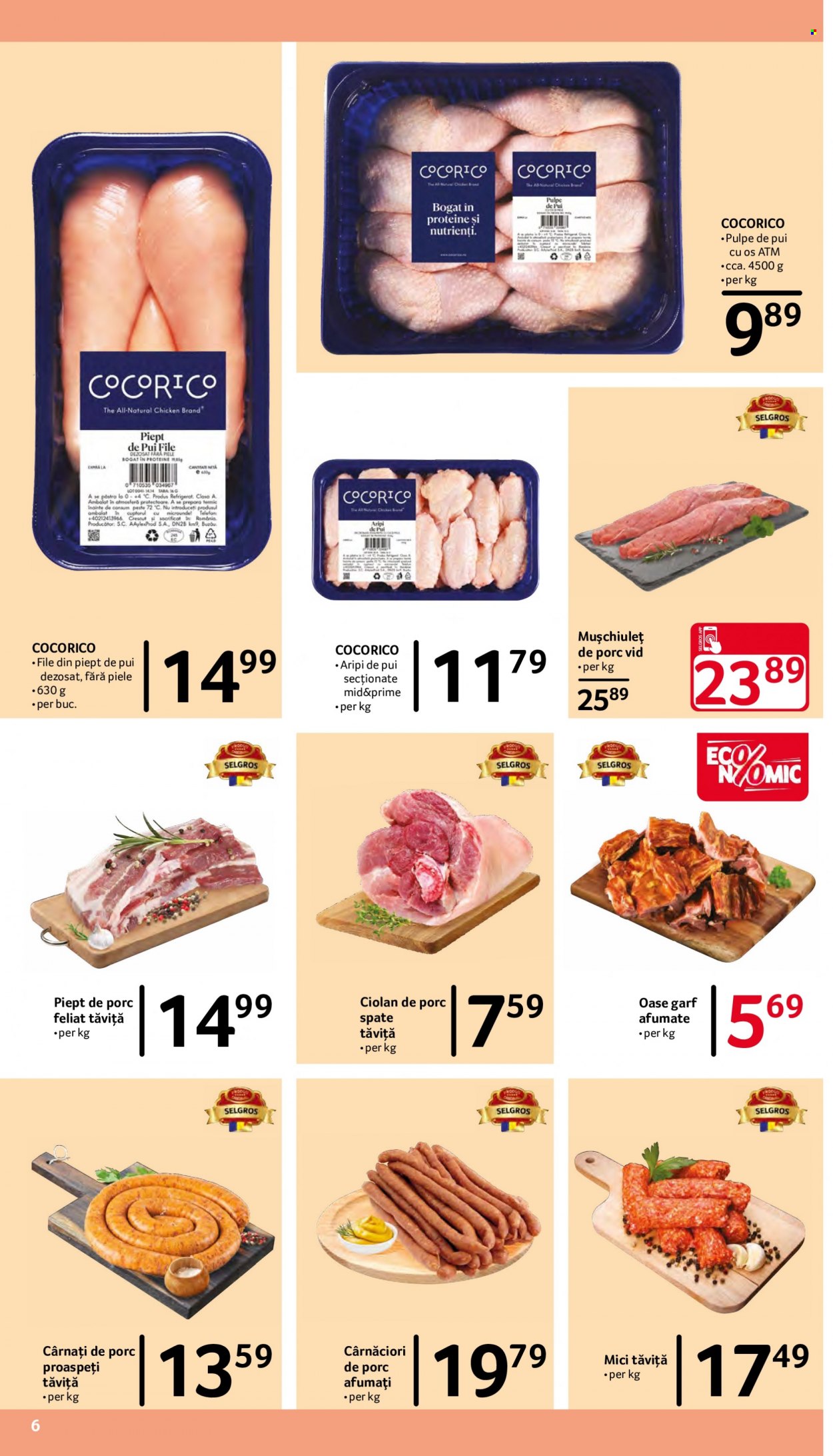 thumbnail - Cataloage Selgros - 10.12.2021 - 31.12.2021 - Produse în vânzare - pulpe de pui, aripi de pui, cârnați de porc, carne de porc, ciolan de porc, piept de porc, muşchiuleț de porc, cârnaţi, telefon. Pagina 6.