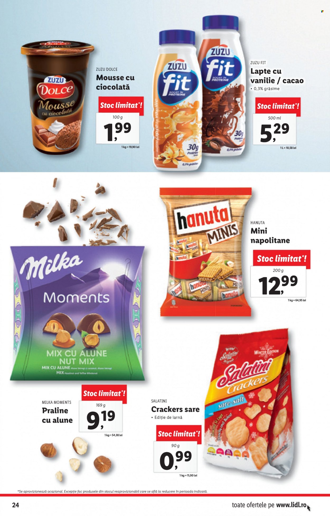 thumbnail - Cataloage Lidl - 27.12.2021 - 02.01.2022 - Produse în vânzare - Milka, ciocolată, praline, Milka Moments, napolitane, cracker. Pagina 24.