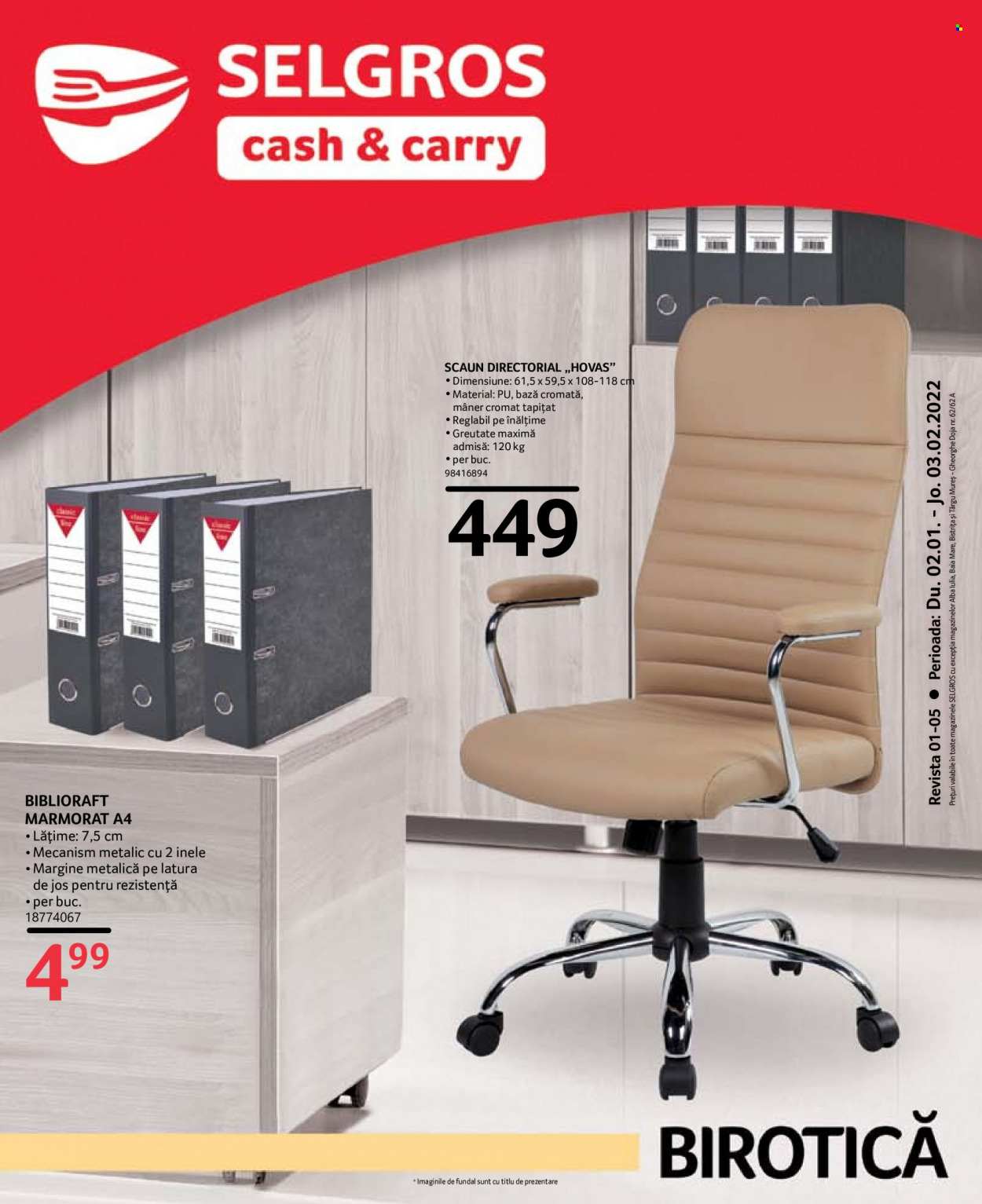 thumbnail - Cataloage Selgros - 02.01.2022 - 03.02.2022 - Produse în vânzare - scaun, scaun directorial, scaun de birou. Pagina 1.