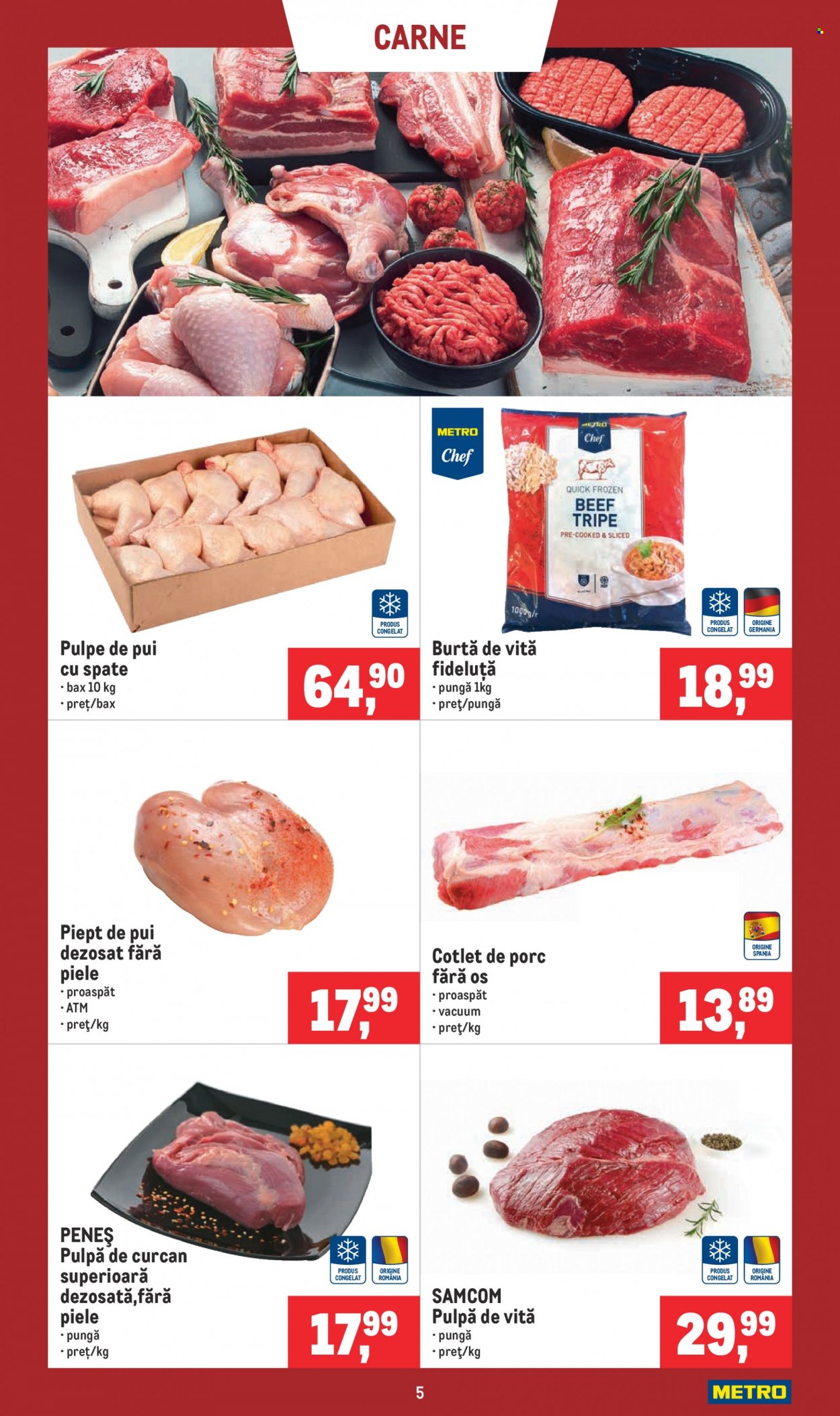 thumbnail - Cataloage Metro - 12.01.2022 - 18.01.2022 - Produse în vânzare - pulpe de pui, piept de pui, carne de pui, burtă de vită, cotlet de porc. Pagina 5.