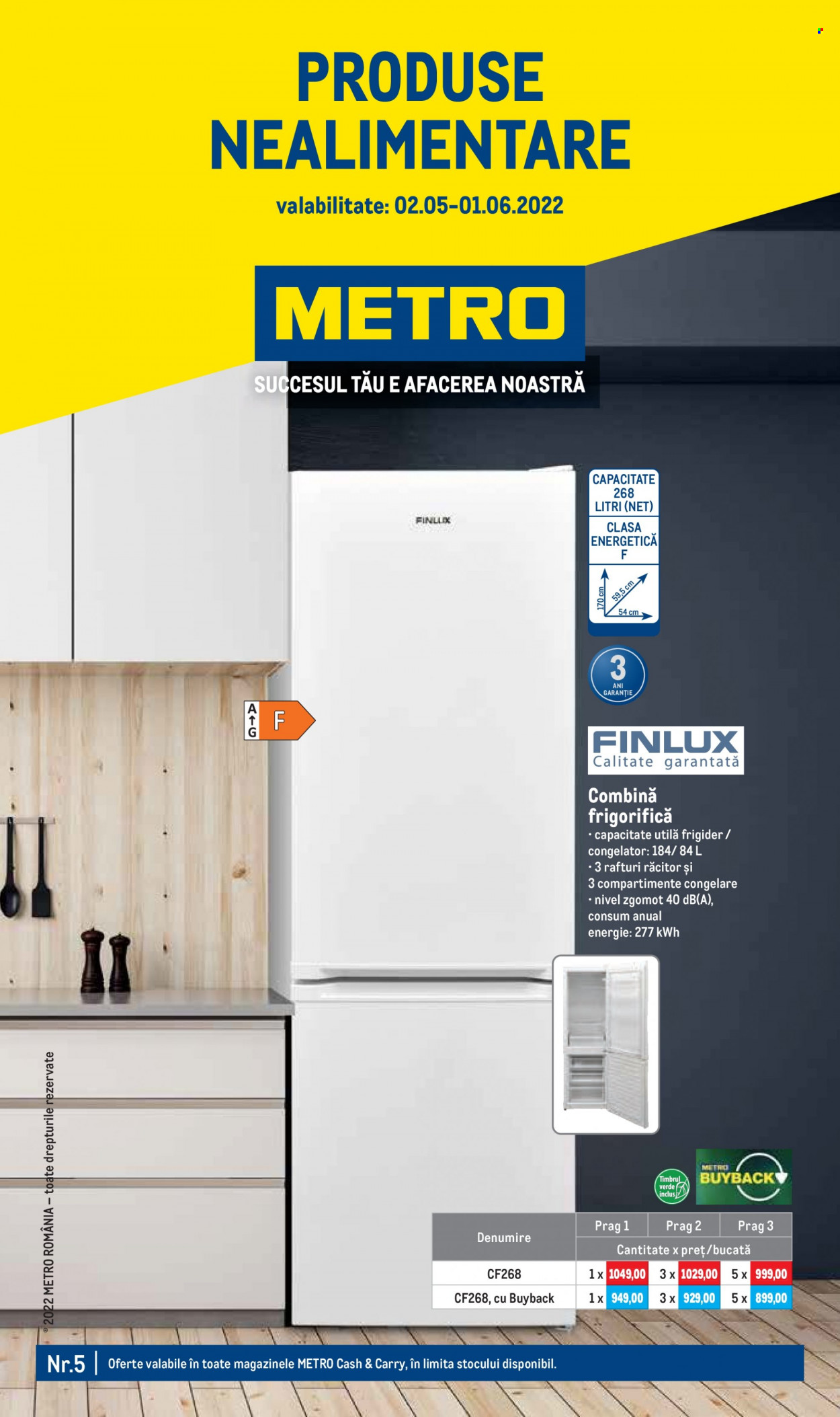 thumbnail - Cataloage Metro - 02.05.2022 - 01.06.2022 - Produse în vânzare - combina frigorifica, frigider. Pagina 1.