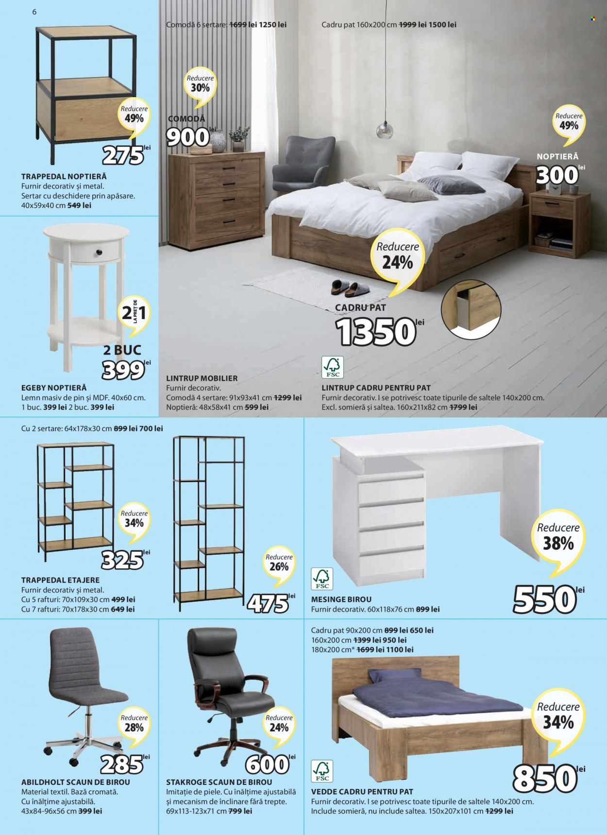 thumbnail - Cataloage JYSK - 05.05.2022 - 01.06.2022 - Produse în vânzare - cadru pentru pat, pat, comodă, noptieră, scaun, scaun de birou. Pagina 6.