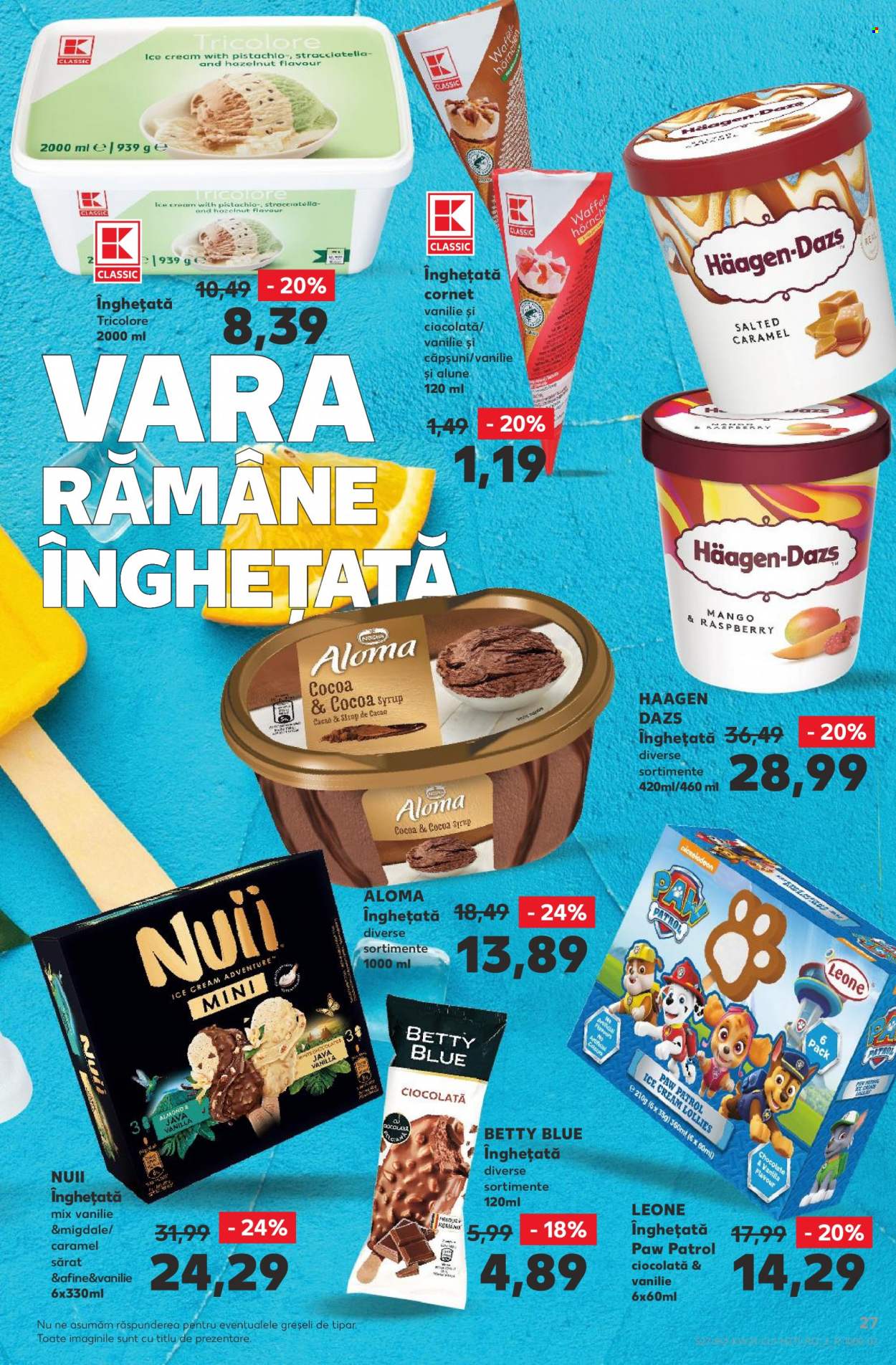 thumbnail - Cataloage Kaufland - 25.05.2022 - 21.06.2022 - Produse în vânzare - afine, înghețată, Häagen-Dazs, ciocolată, Paw Patrol. Pagina 27.