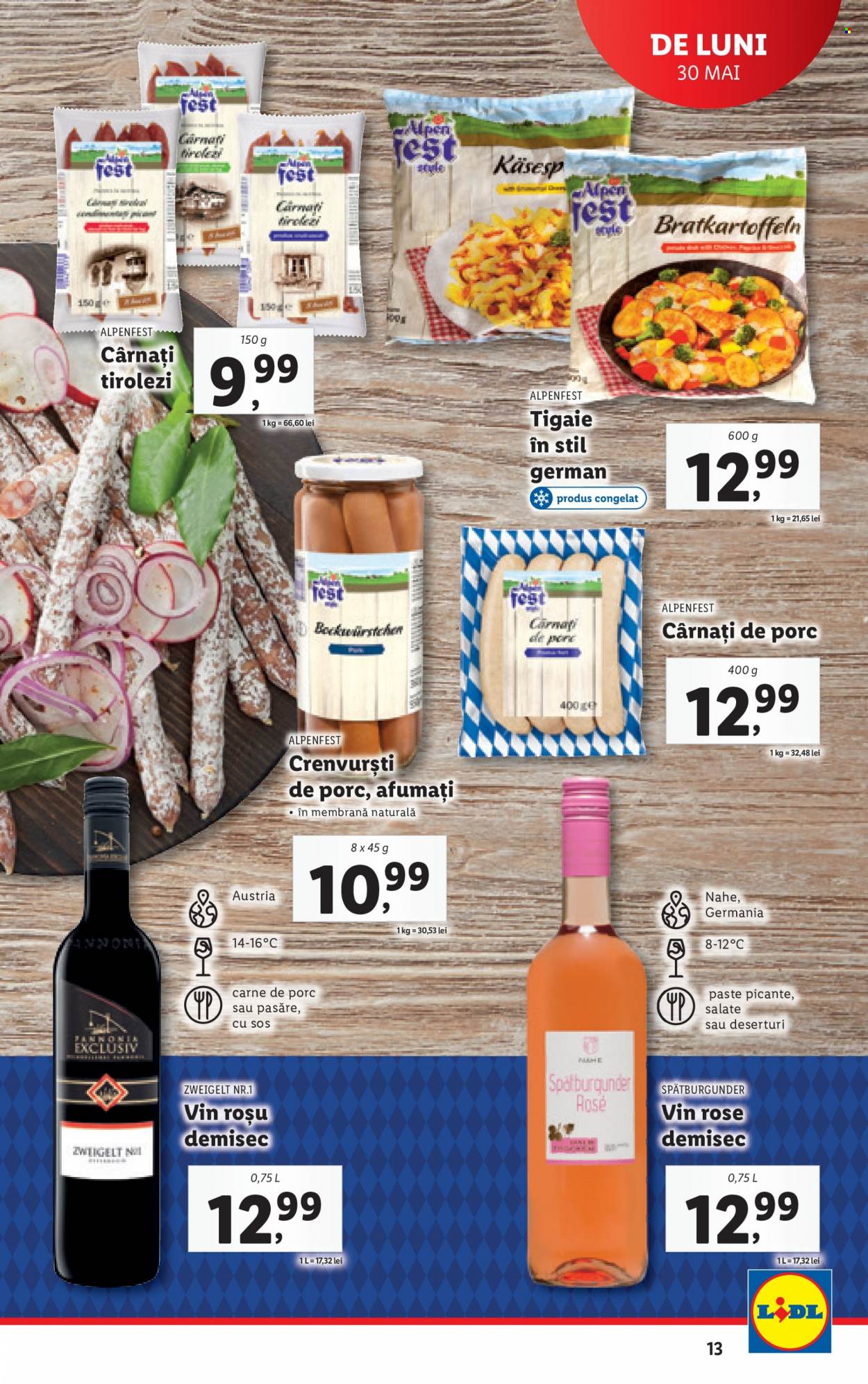 thumbnail - Cataloage Lidl - 30.05.2022 - 05.06.2022 - Produse în vânzare - alcool, cârnați de porc, carne de porc, crenvurști, cârnaţi, paşte, vin rose, vin roşu, vin, tigaie. Pagina 13.