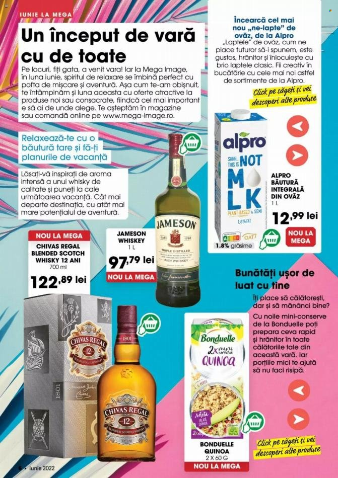 thumbnail - Cataloage Mega Image - 26.05.2022 - 29.06.2022 - Produse în vânzare - alcool, lapte, Bonduelle, quinoa, Jameson, Scotch Whisky, whisky, Chivas. Pagina 6.