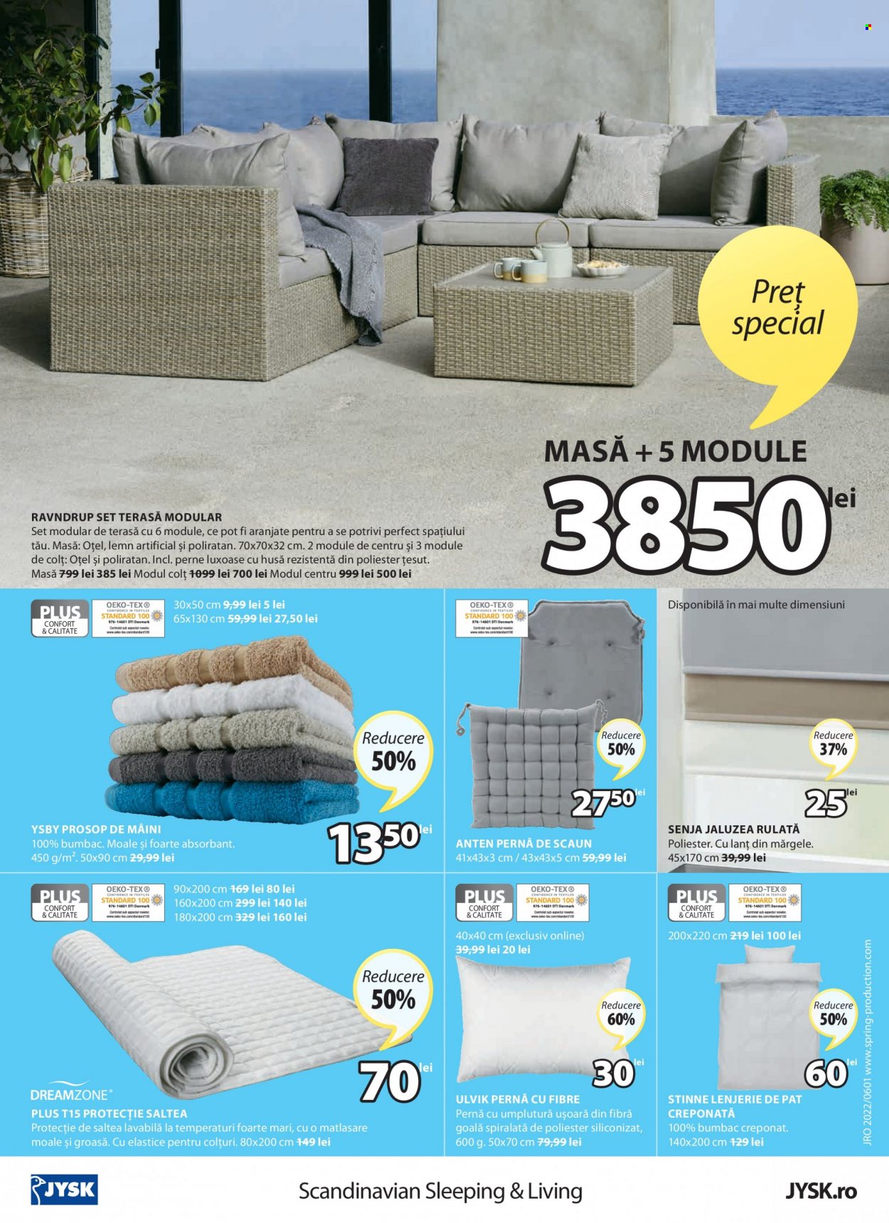 thumbnail - Cataloage JYSK - 02.06.2022 - 29.06.2022 - Produse în vânzare - pat, saltea, pernă de scaun, pernă cu fibre, lenjerie, prosop, masă. Pagina 24.
